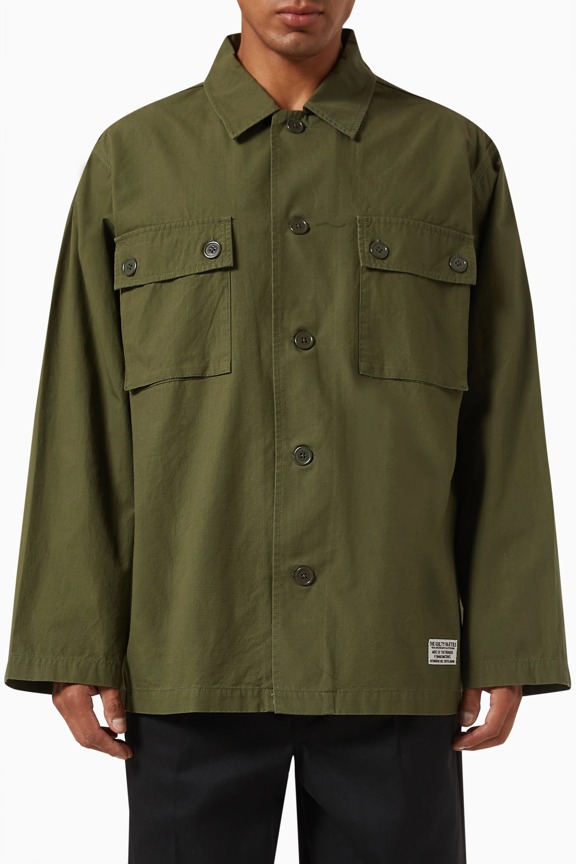 Buy WACKO MARIA Green Army Shirt in Cotton For Men Online | Ounass