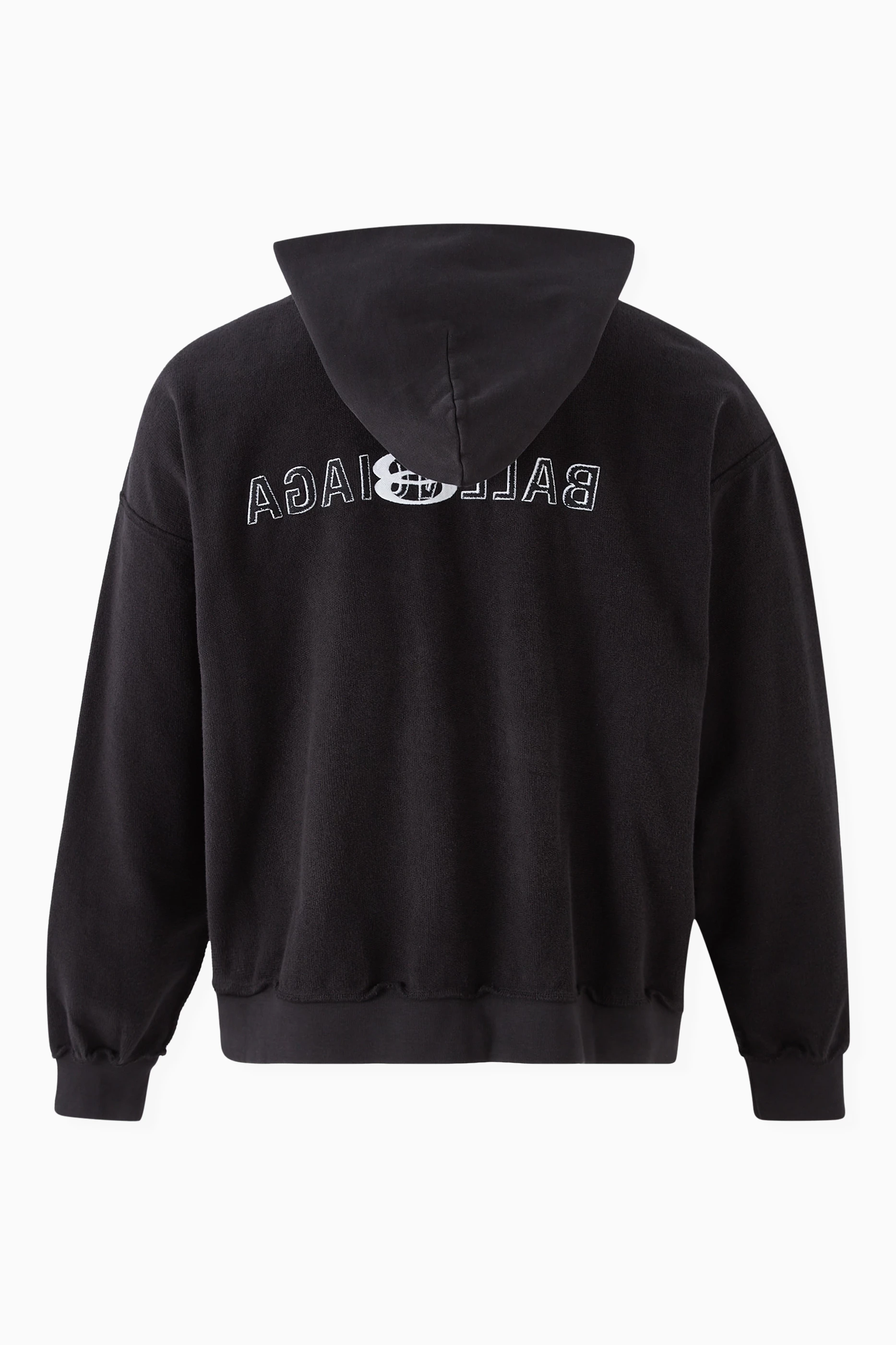 Buy Balenciaga Black Unisex Inside-out Zip Hoodie in Cotton-fleece