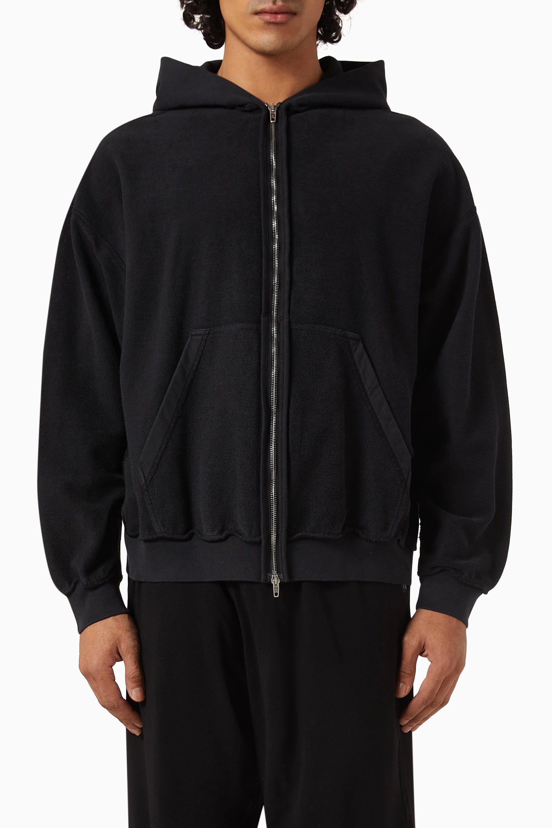 Buy Balenciaga Black Unisex Inside-out Zip Hoodie in Cotton-fleece