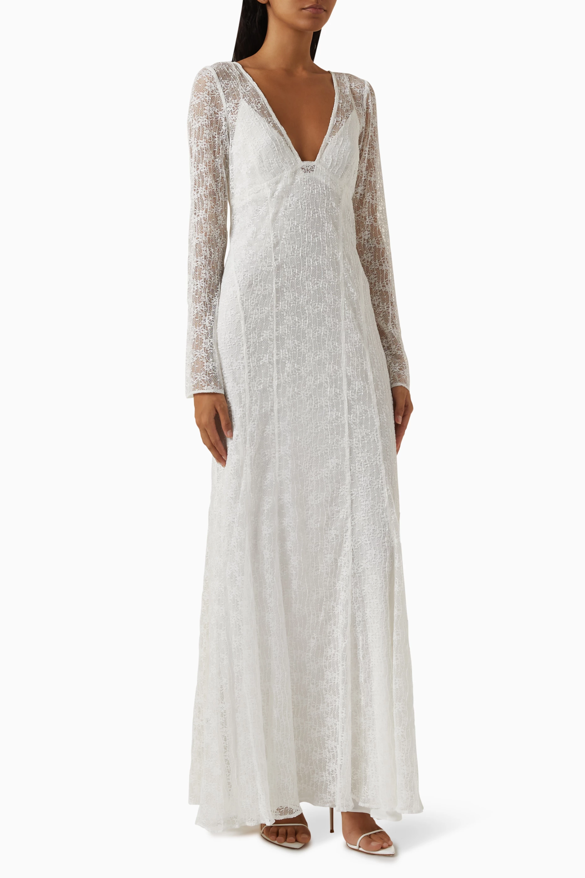 Buy Shona Joy Neutral La Lune Sol Panelled Maxi Dress in Lace For Women  Online | Ounass Saudi