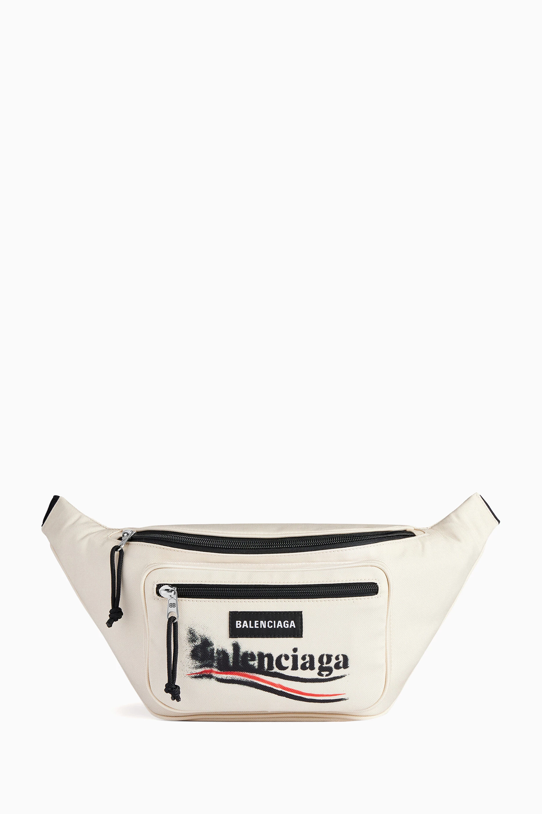 Buy Balenciaga White Explorer Political Stencil Belt Bag in Recycled Nylon For Men Online Ounass Saudi