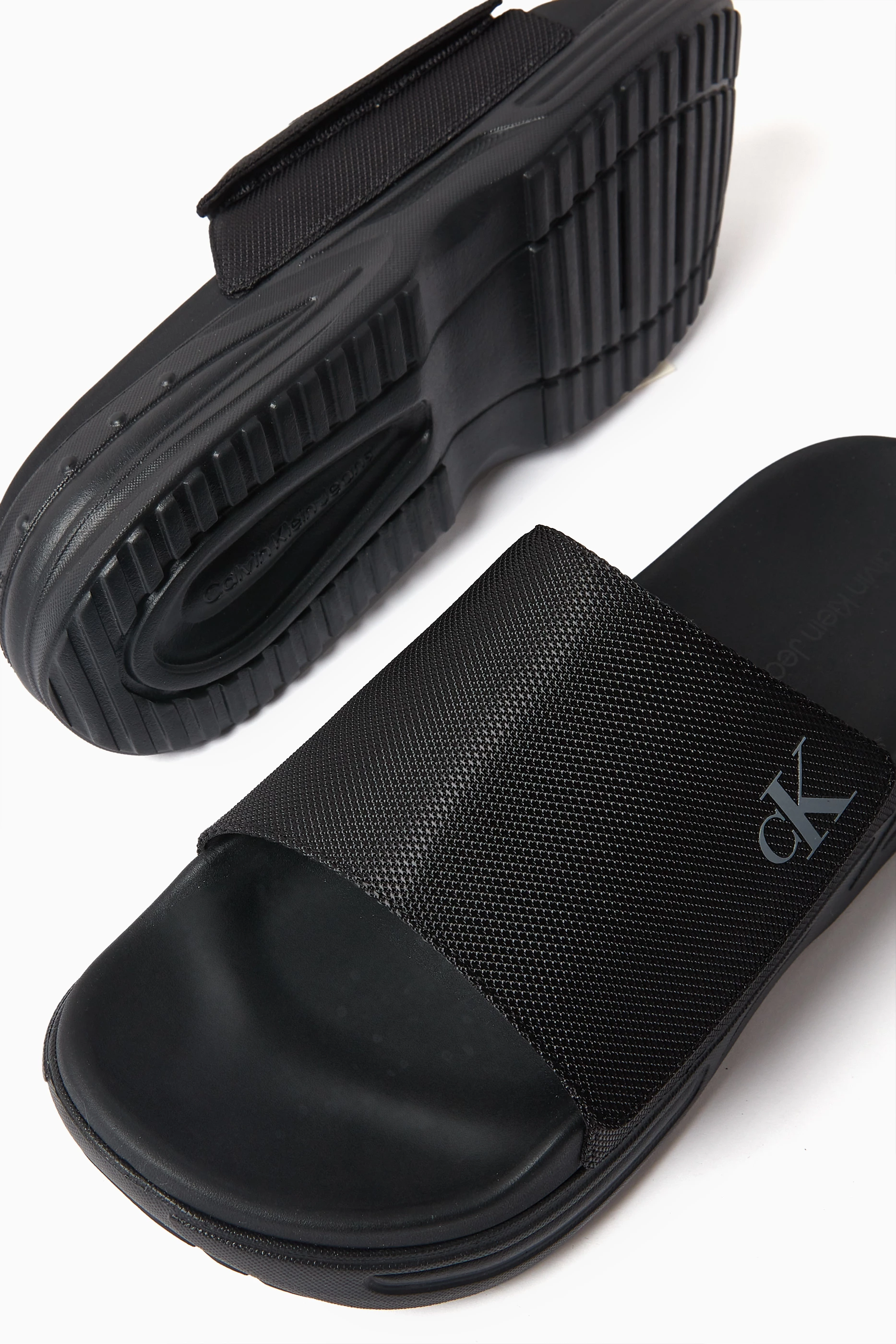 Calvin klein metallic sliders hot sale