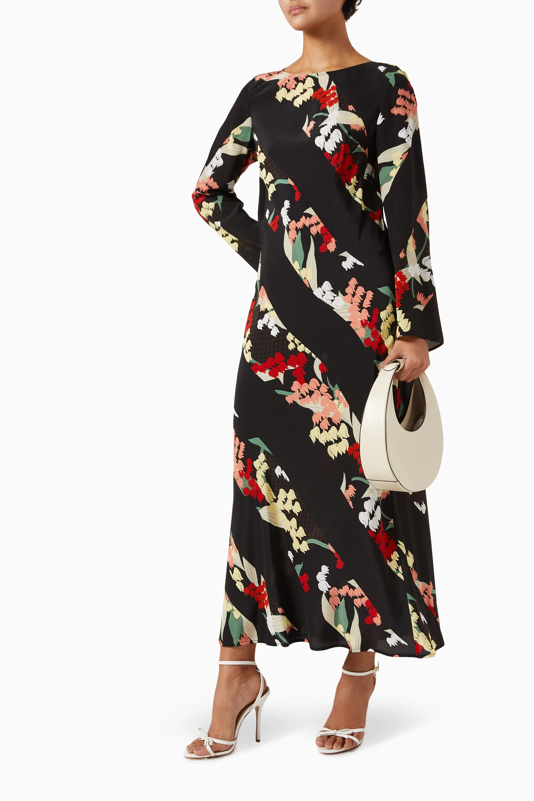 RIXO リキソー ブランド ワンピース Alondra printed 1000366 Alondra Silk Midi Dress in Multi Miami Floral Tangerine