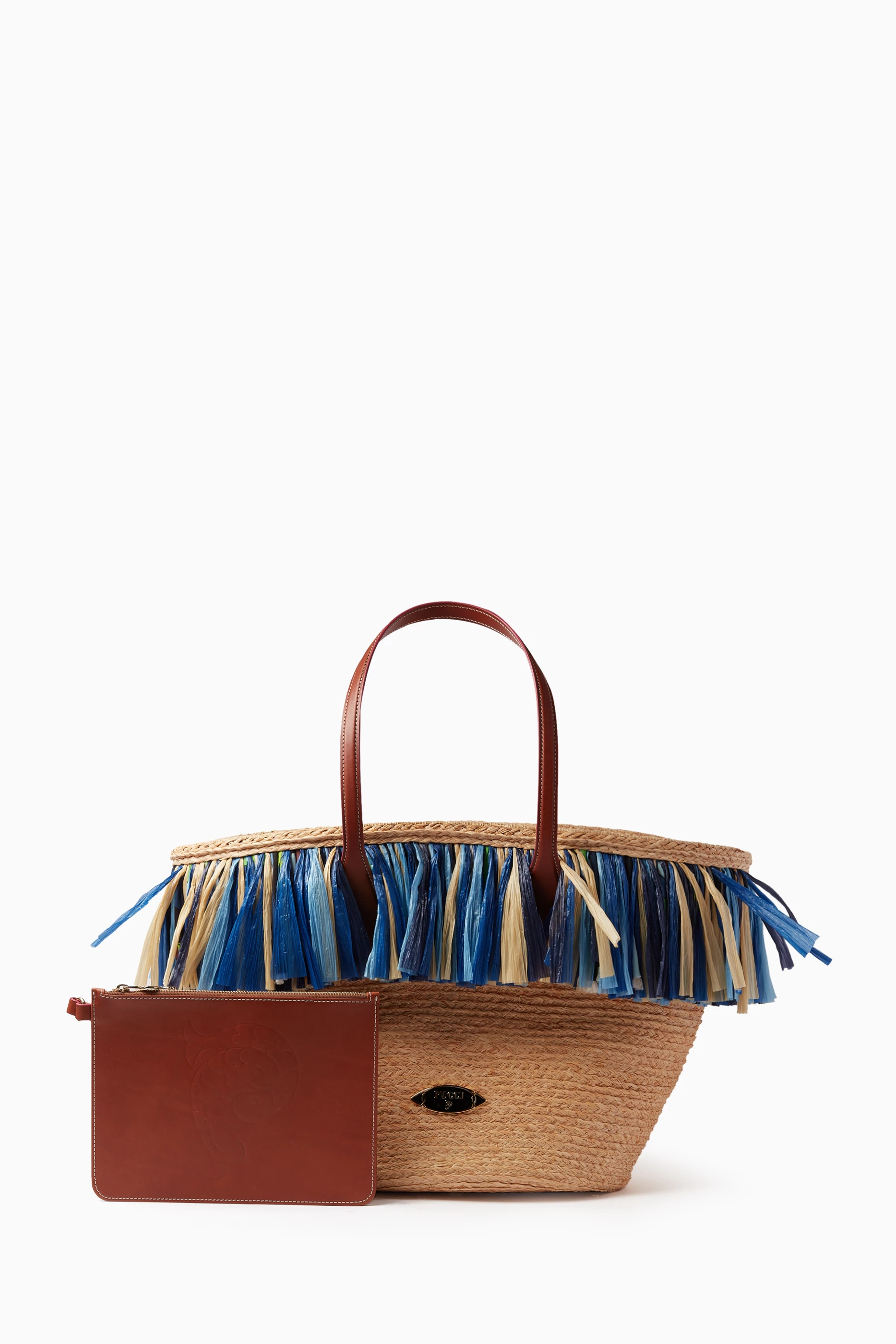 Buy Pucci Blue Pucci Bag with Fringes in Straw For Women Online