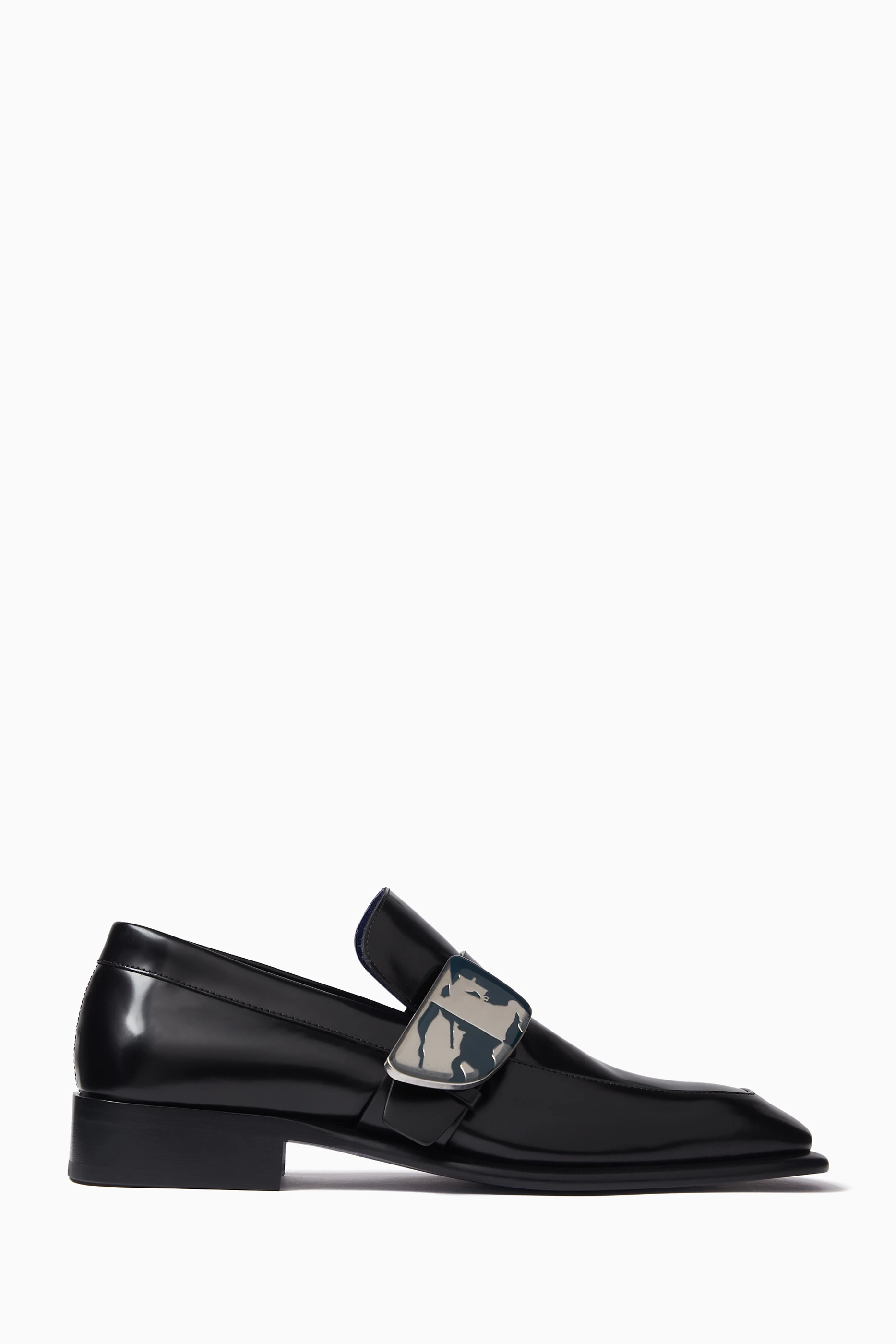 Buy Burberry Black Shield Loafers in Leather For Men Online