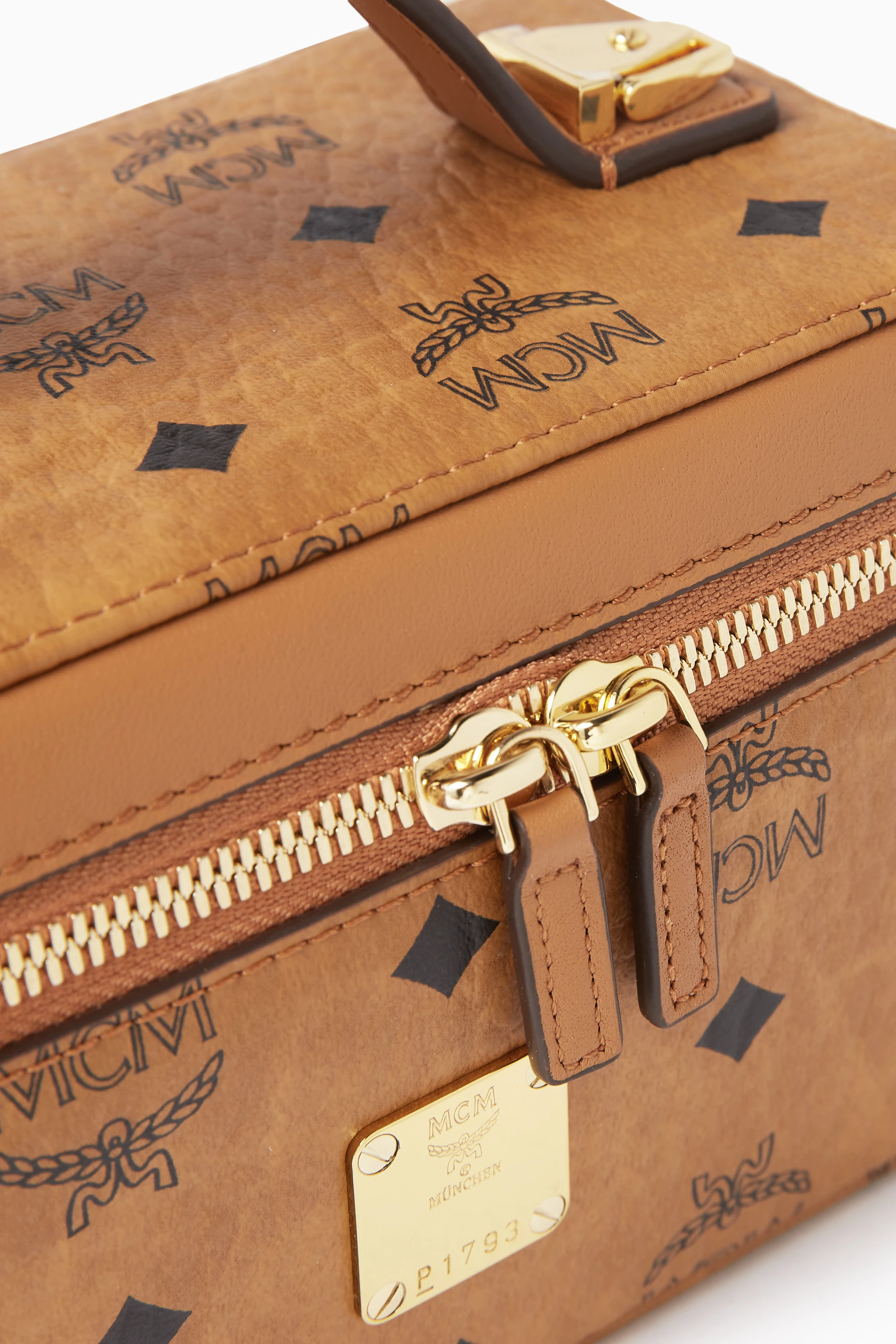 Buy MCM Brown Rockstar Vanity Case in Visetos For Women Online