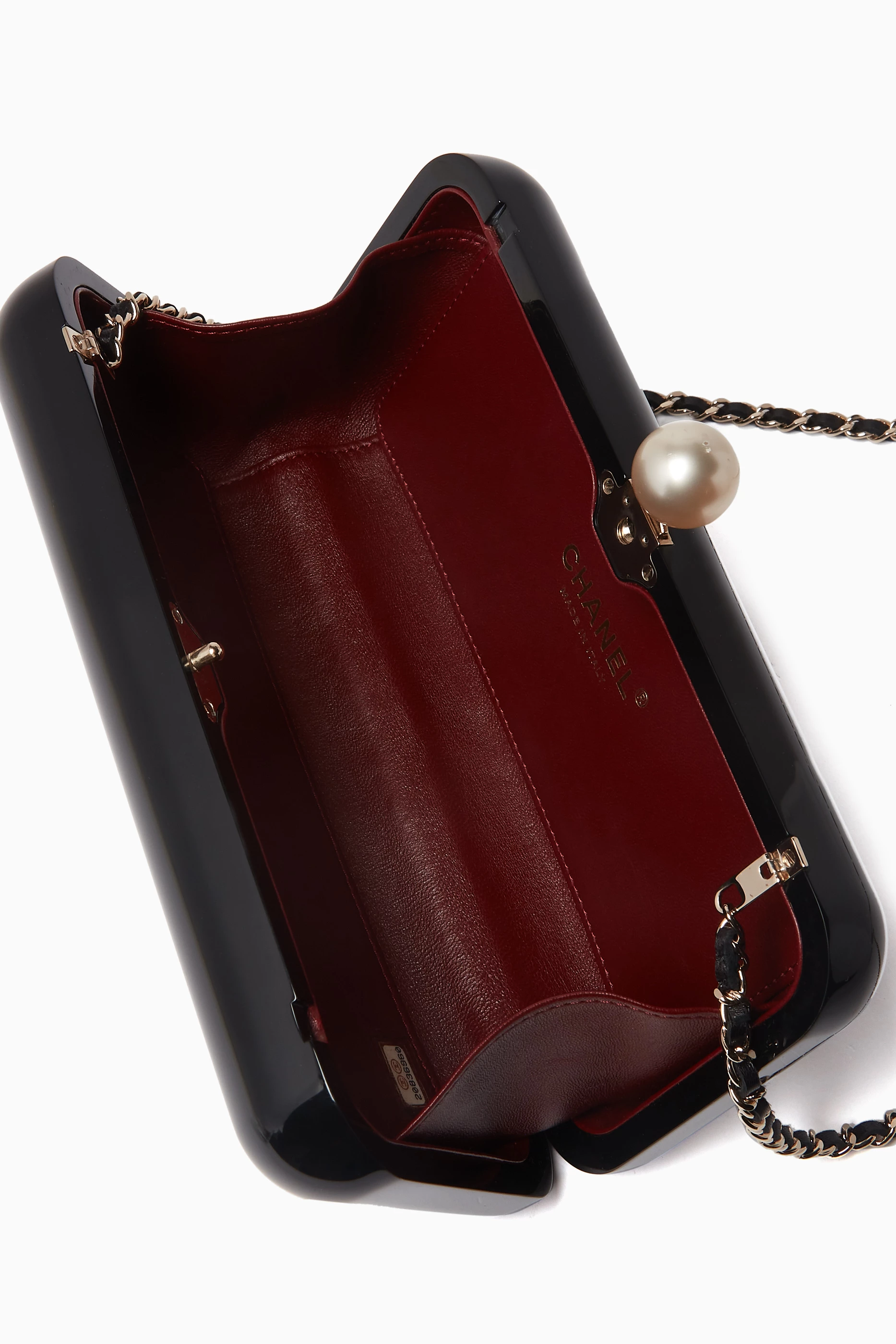 Buy Chanel Pre Loved Black Chanel Perspex Pearl Clutch Bag in Acrylic For Women Online Ounass Saudi