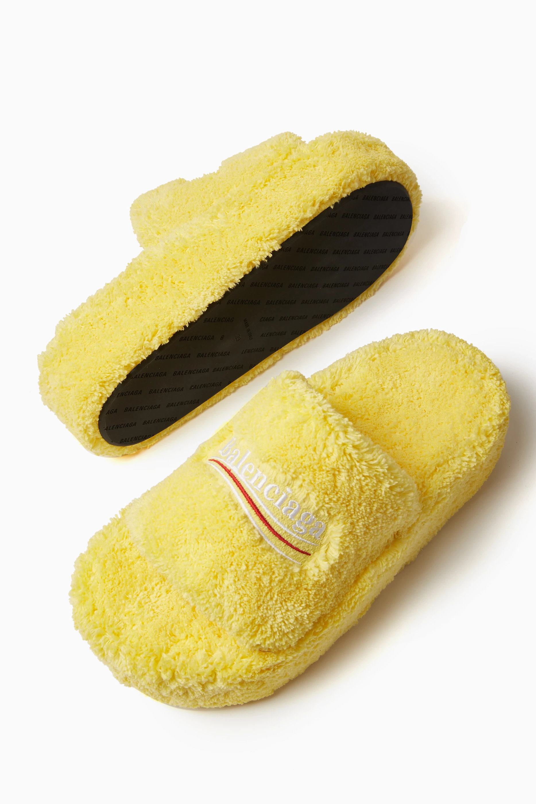 Yellow fuzzy slippers clearance