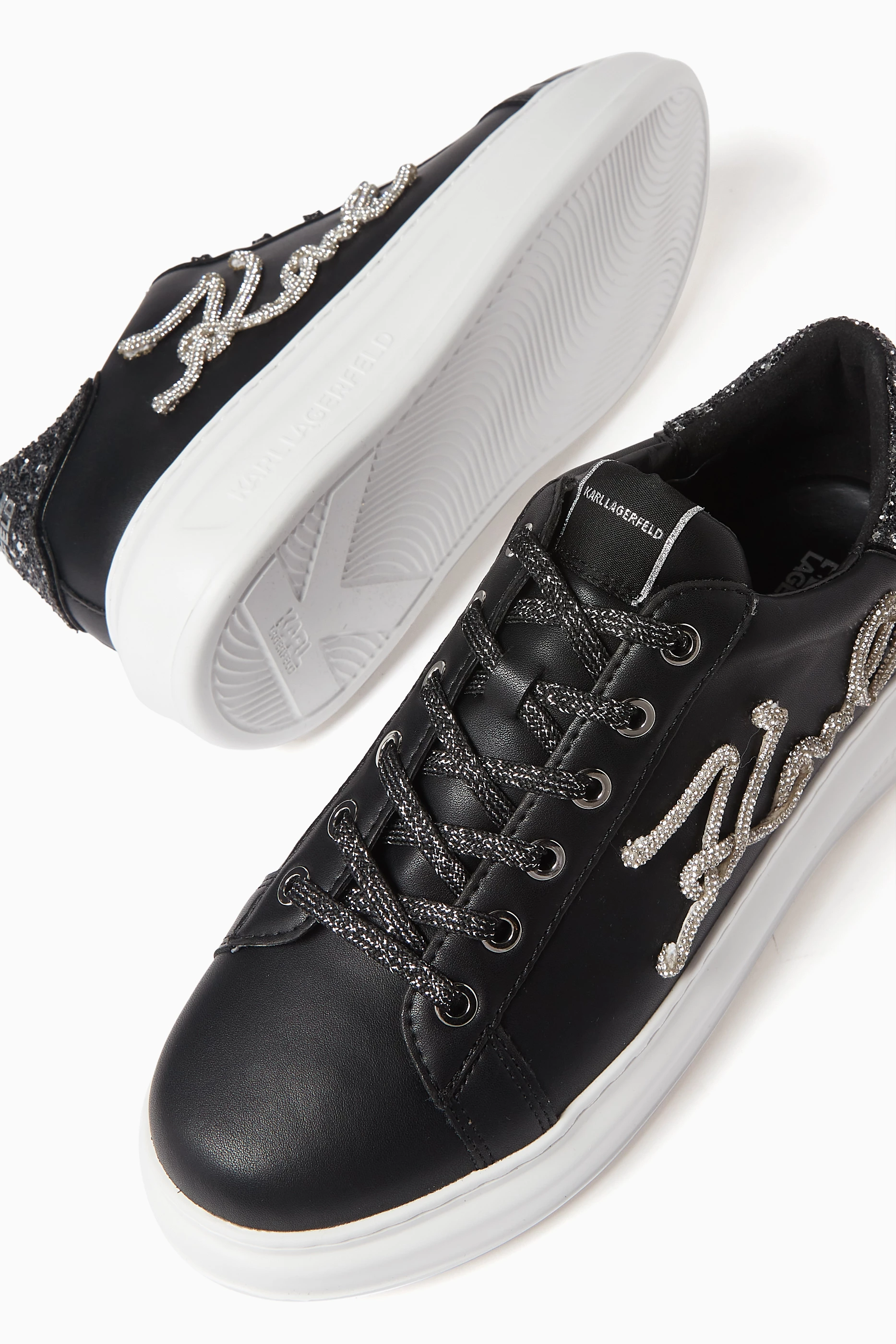 Buy KARL LAGERFELD Black Kapri Signia Logo-embellished Sneakers in