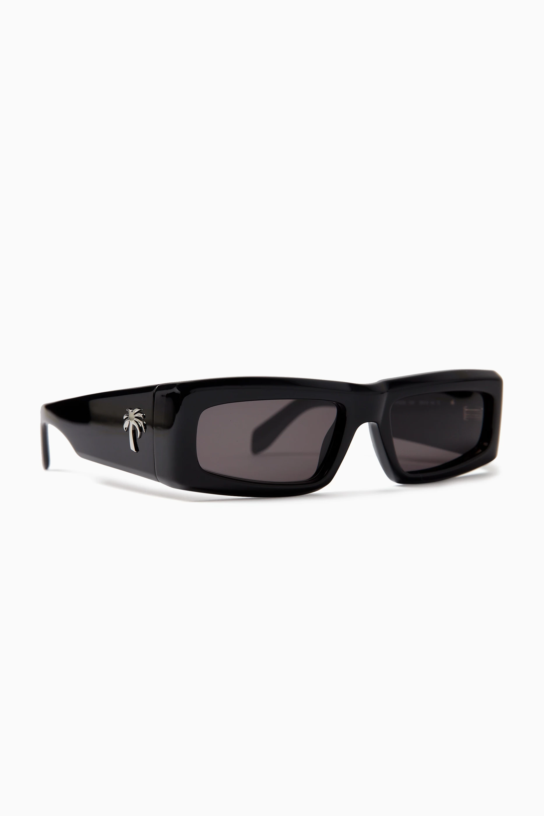 Buy Palm Angels Black Yreka Rectangle Sunglasses in Acetate  display picture 1