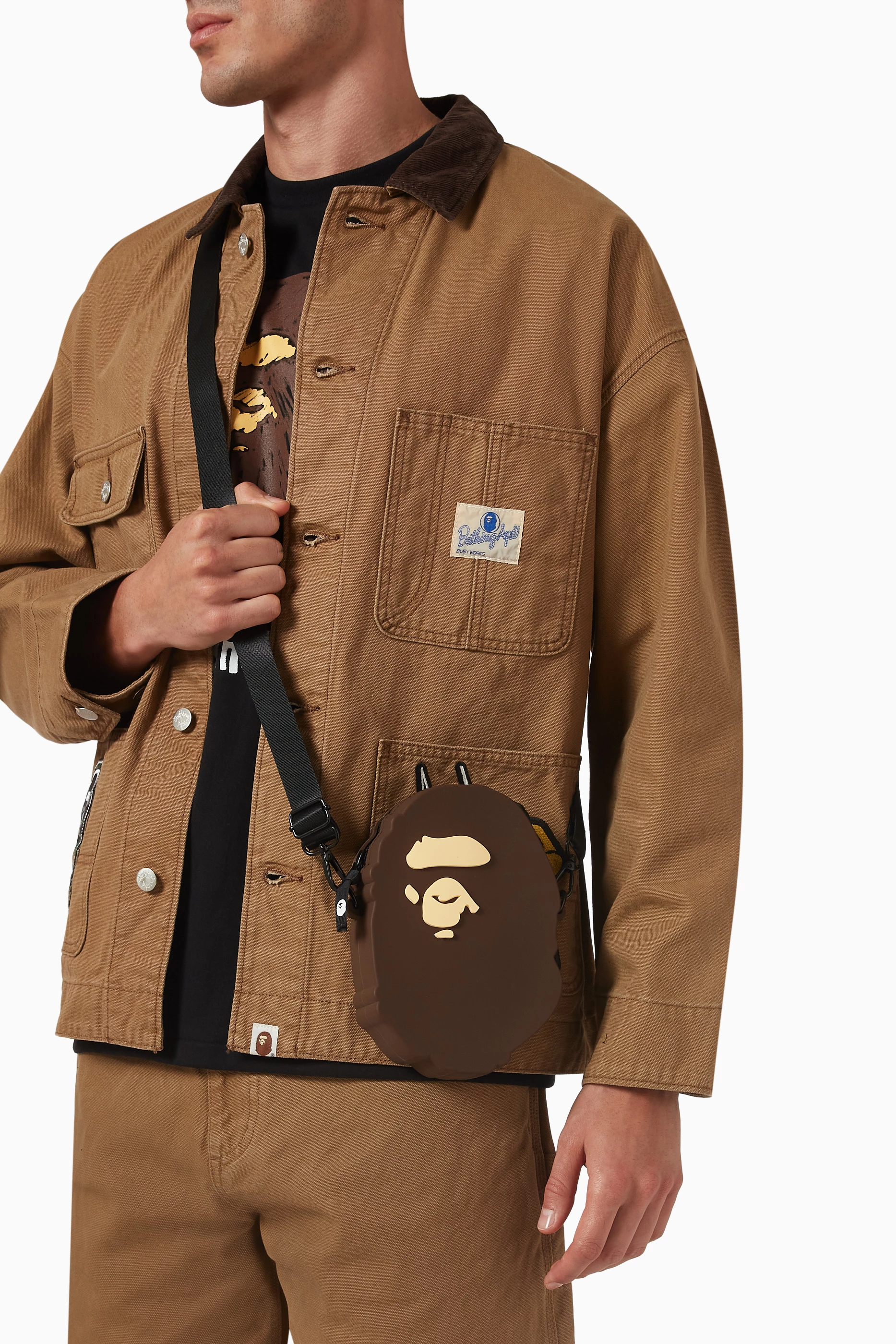 Buy A Bathing Ape Brown Ape Head Shoulder Bag in Silicone For Men 