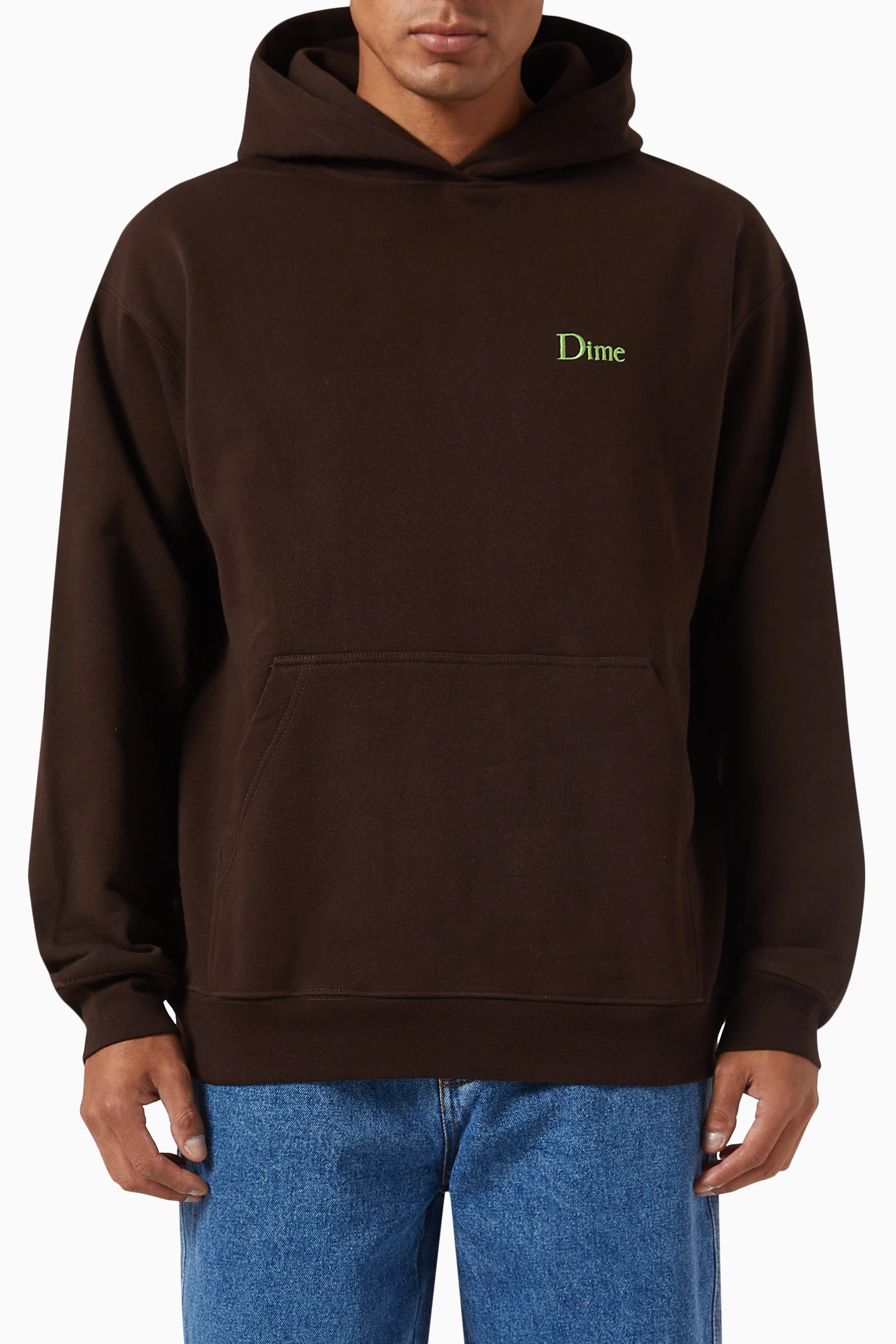 Buy Dime Brown Classic Small Logo Hoodie in Cotton For Men Online 