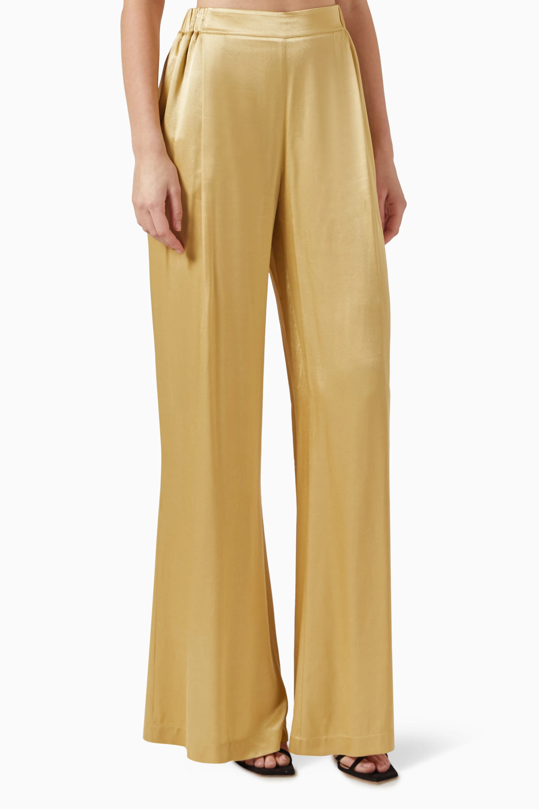 Yellow satin pants cheap