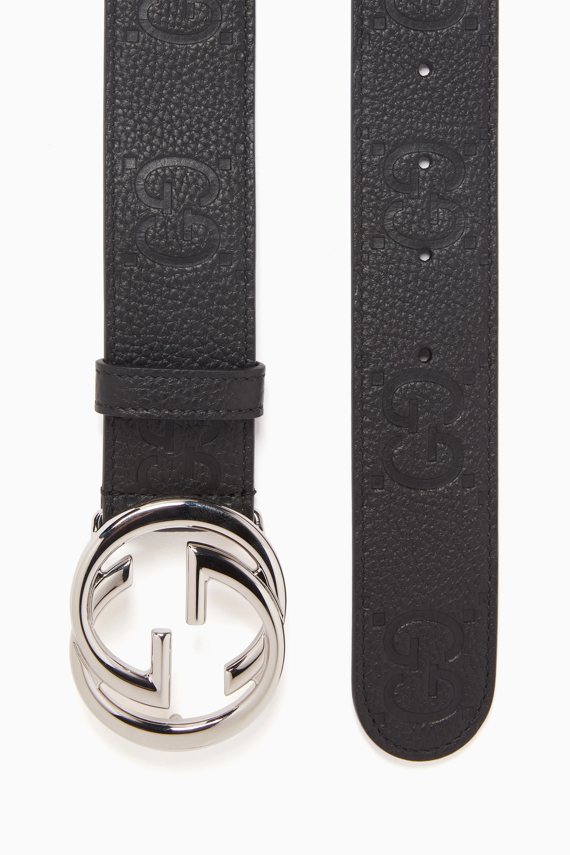Buy Gucci Black Interlocking G Belt in GG Embossed Leather For Men Online Ounass Saudi
