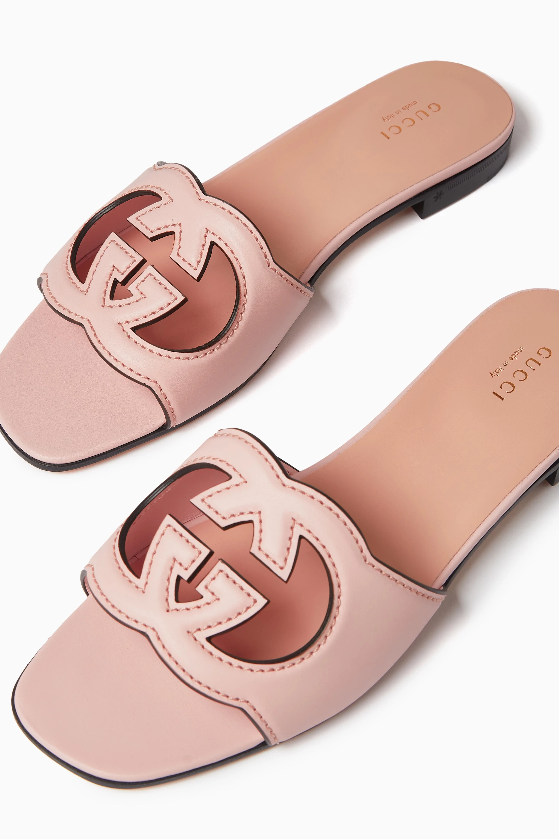 Buy Gucci Pink GG Cut-out Sandals in Leather For Women Online