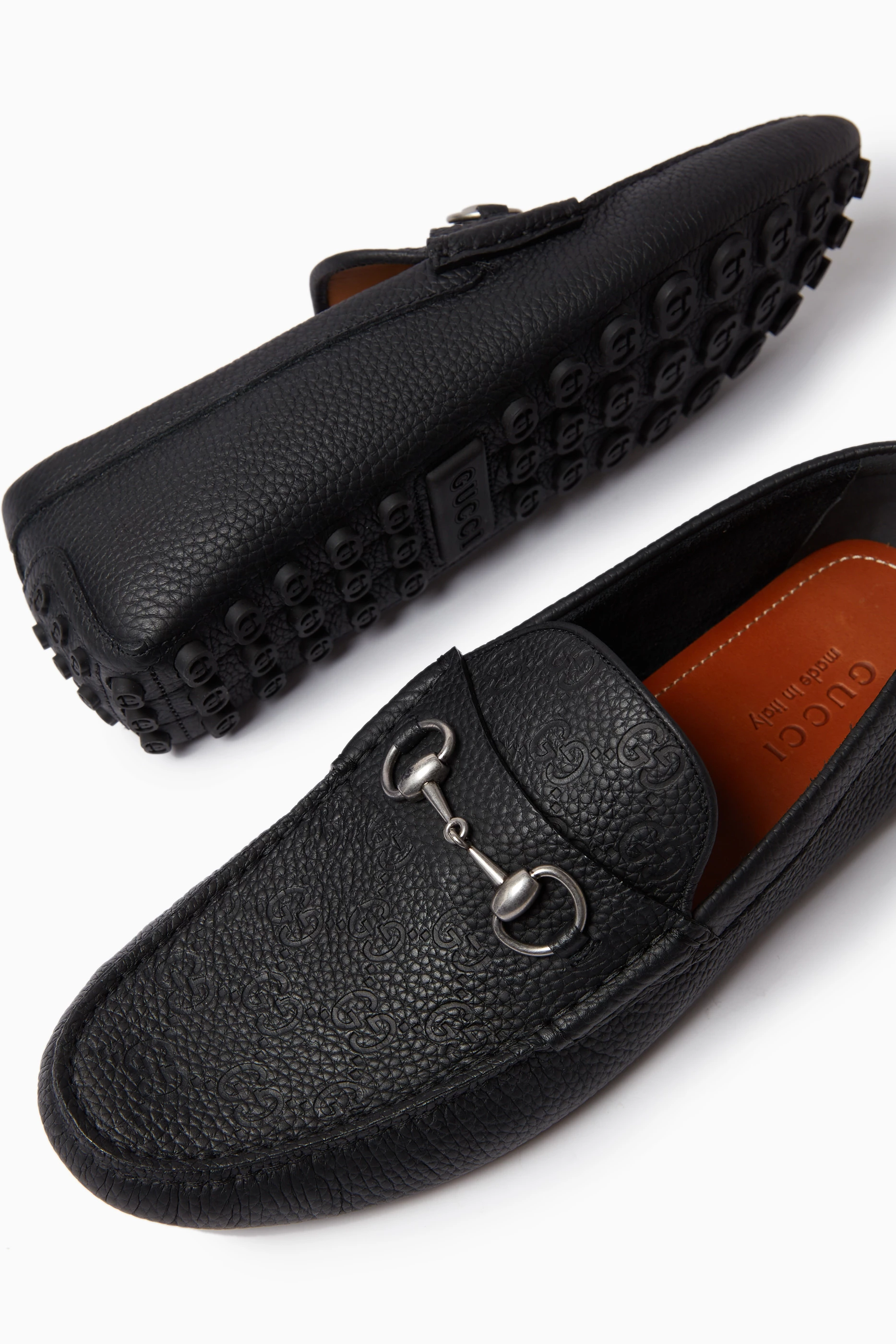 Gucci leather driver with horsebit deals