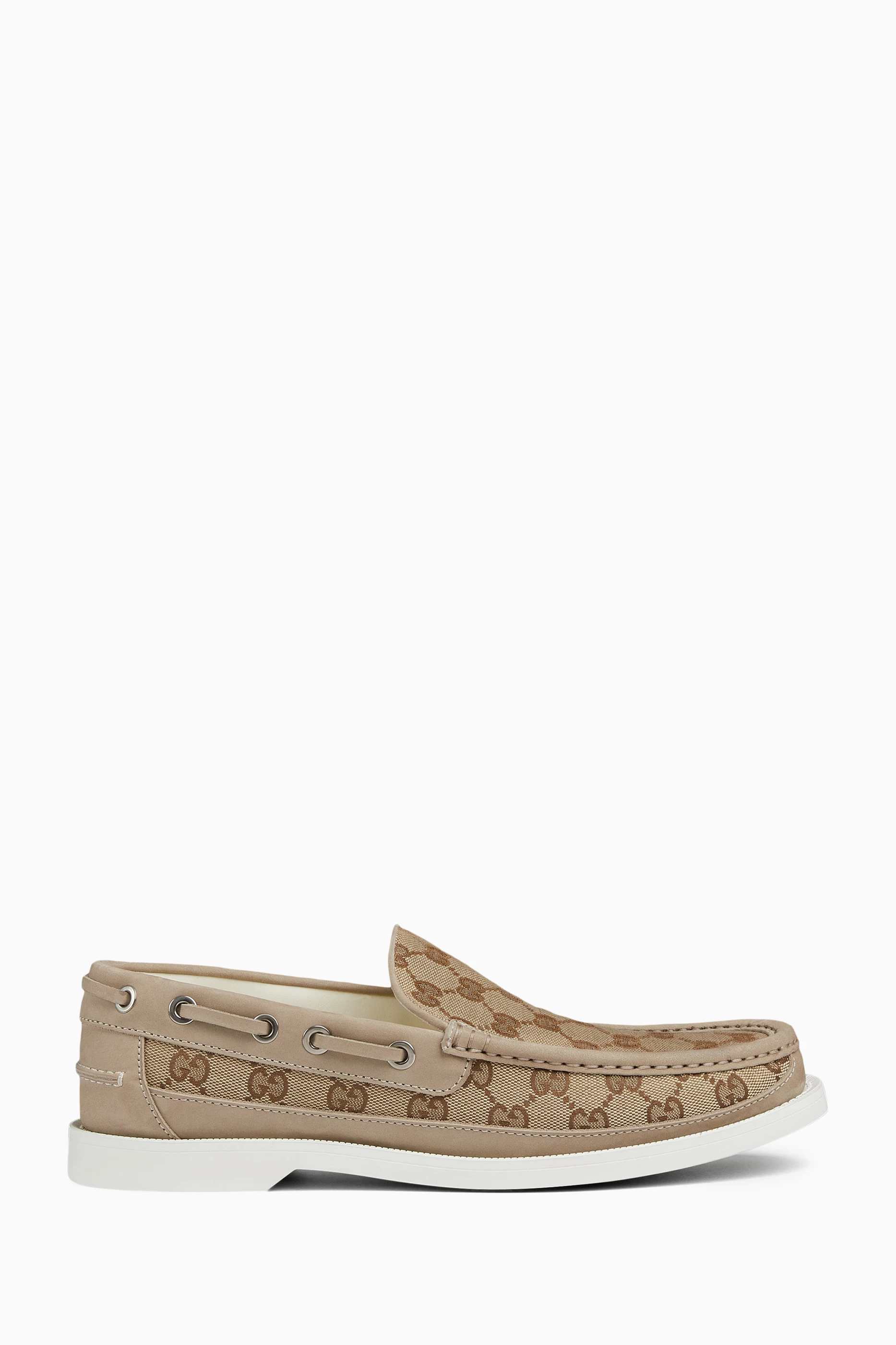 Buy Gucci Neutral Loafers in Original GG Canvas For Men Online