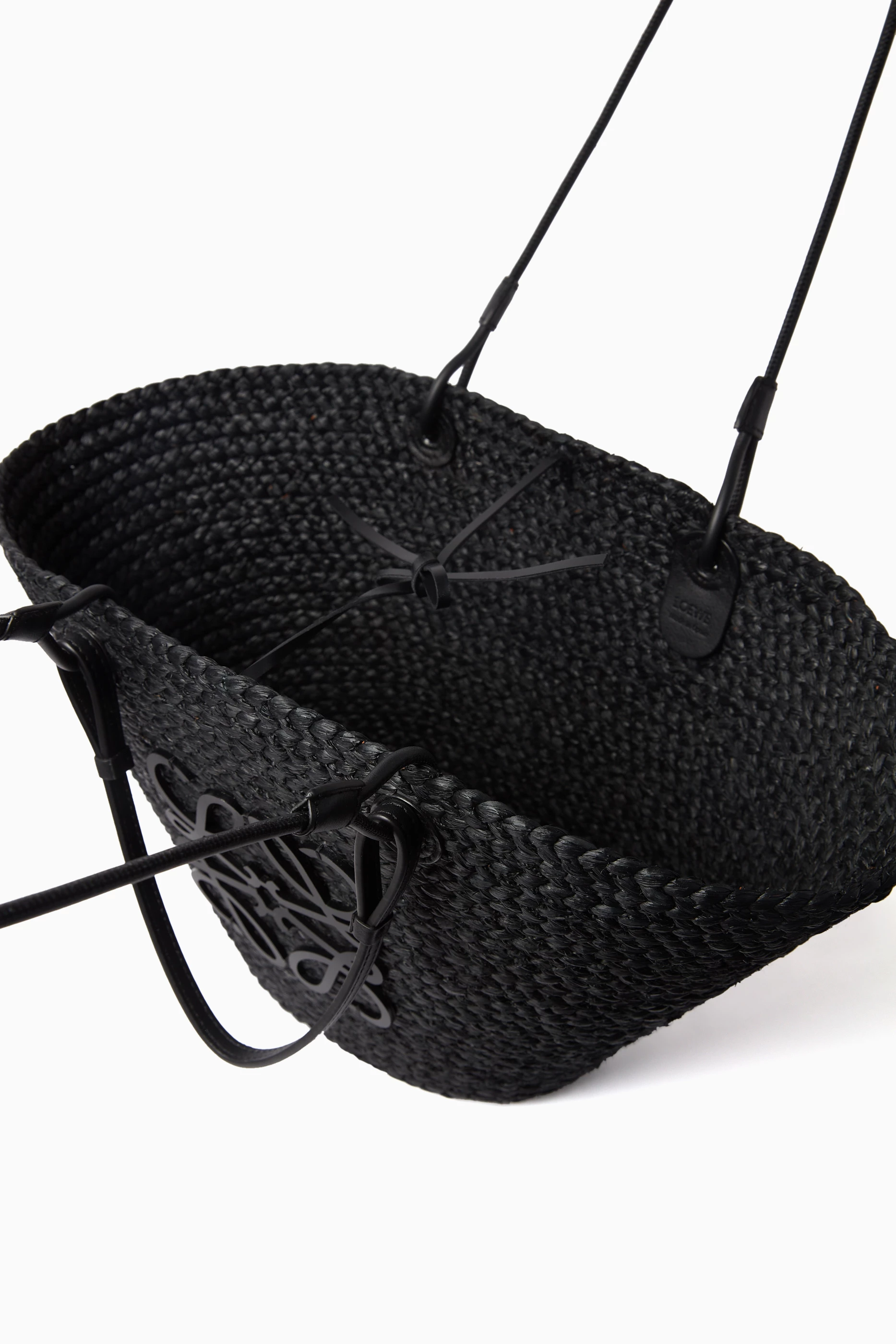 Buy LOEWE Black Medium Anagram Basket Bag in Iraca Palm