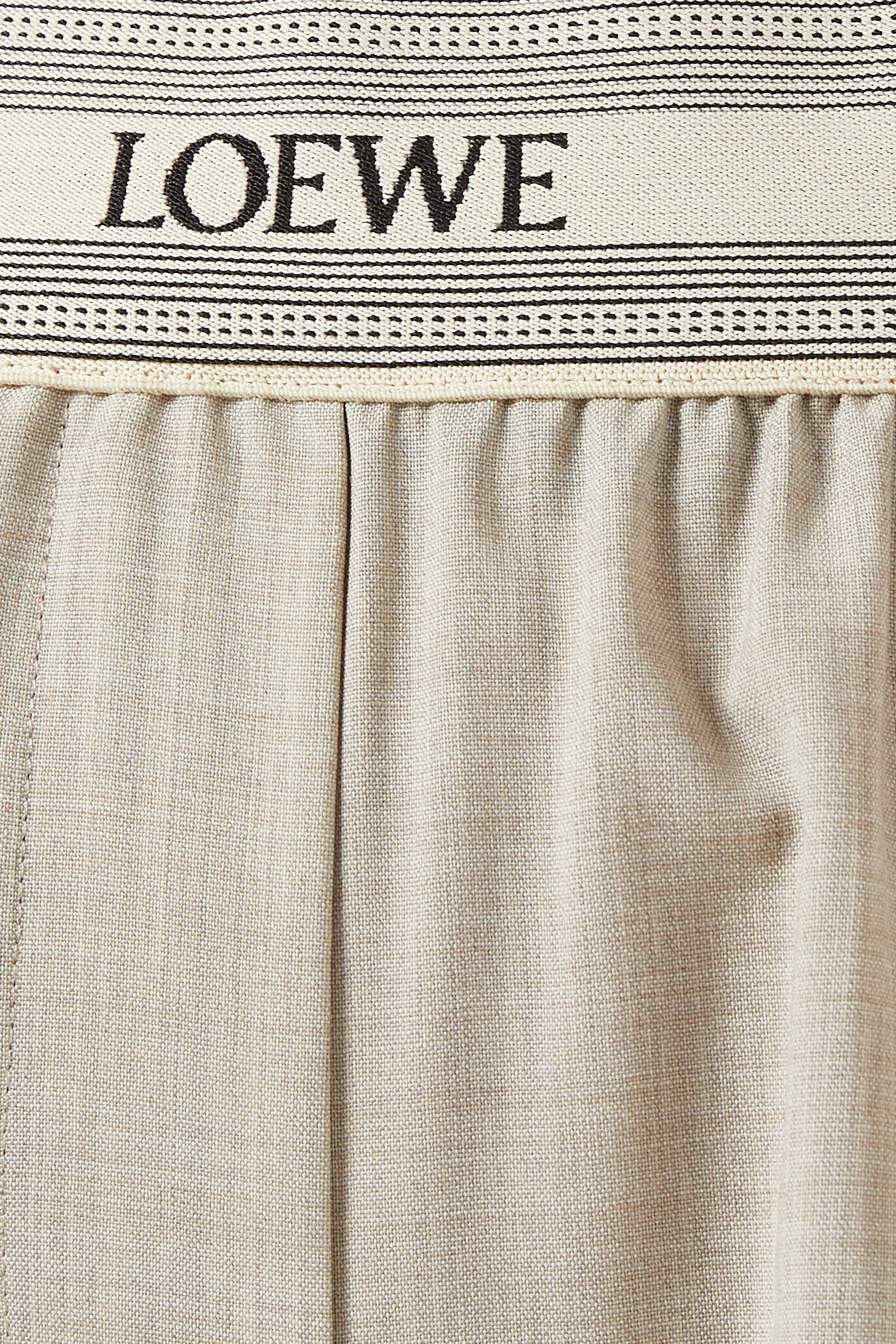 24SS new/LOEWE ロゴウールパラッツォパンツ Pants Beige loewe-logo-wool-palazzo-pants.