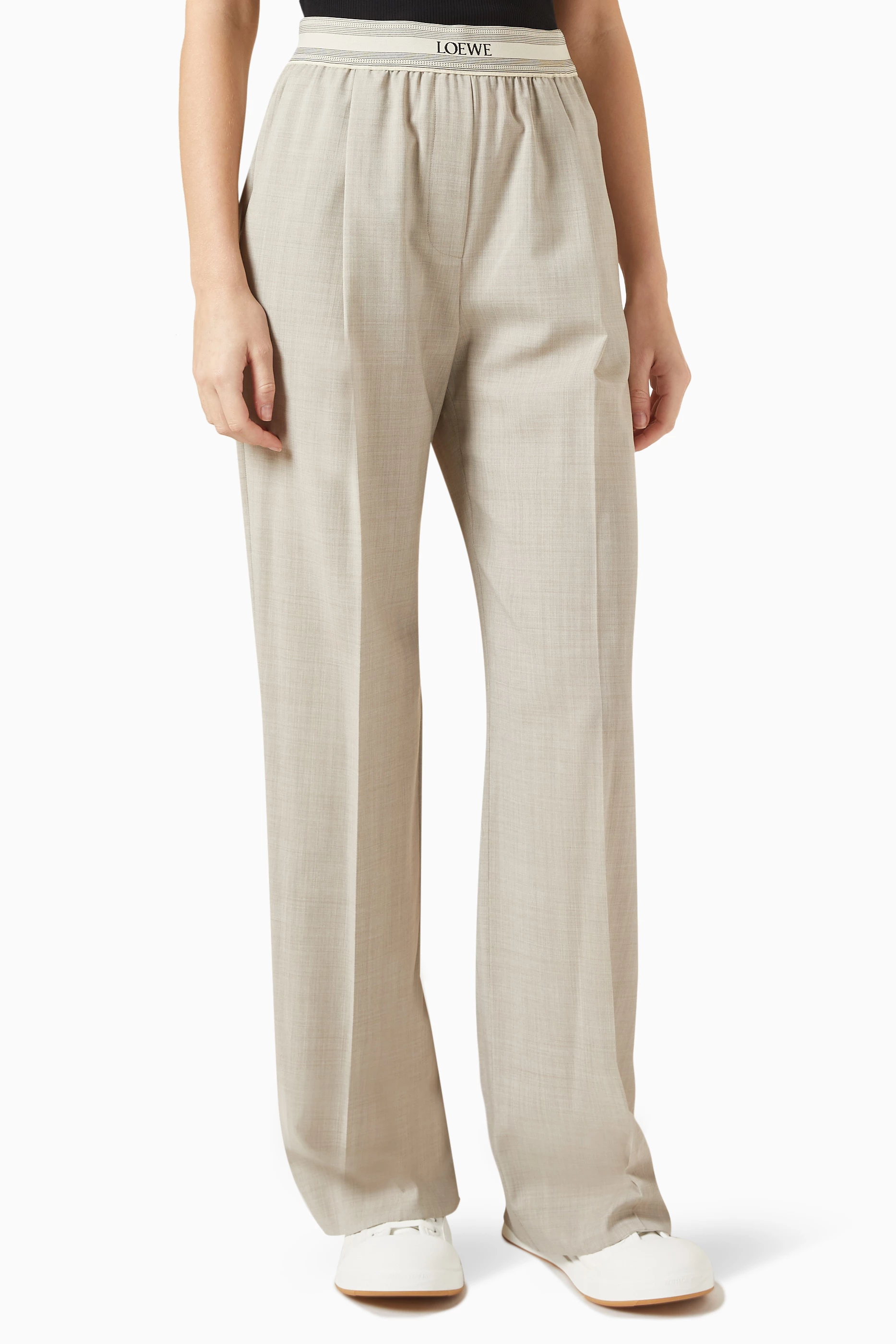 24SS new/LOEWE ロゴウールパラッツォパンツ Pants Beige 24SS new/LOEWE ロゴウールパラッツォパンツ Pants Beige ボトムス