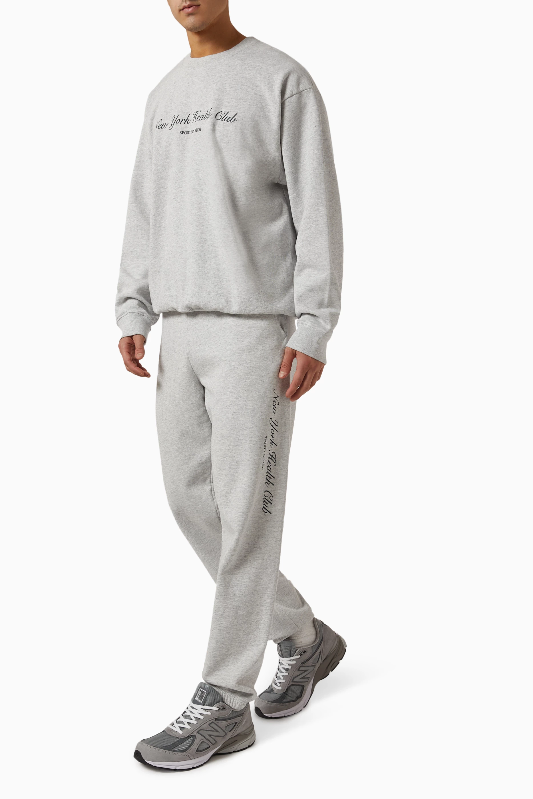 Buy Sporty Rich Grey NY Health Club Sweatpants in Cotton For Men Online Ounass Saudi