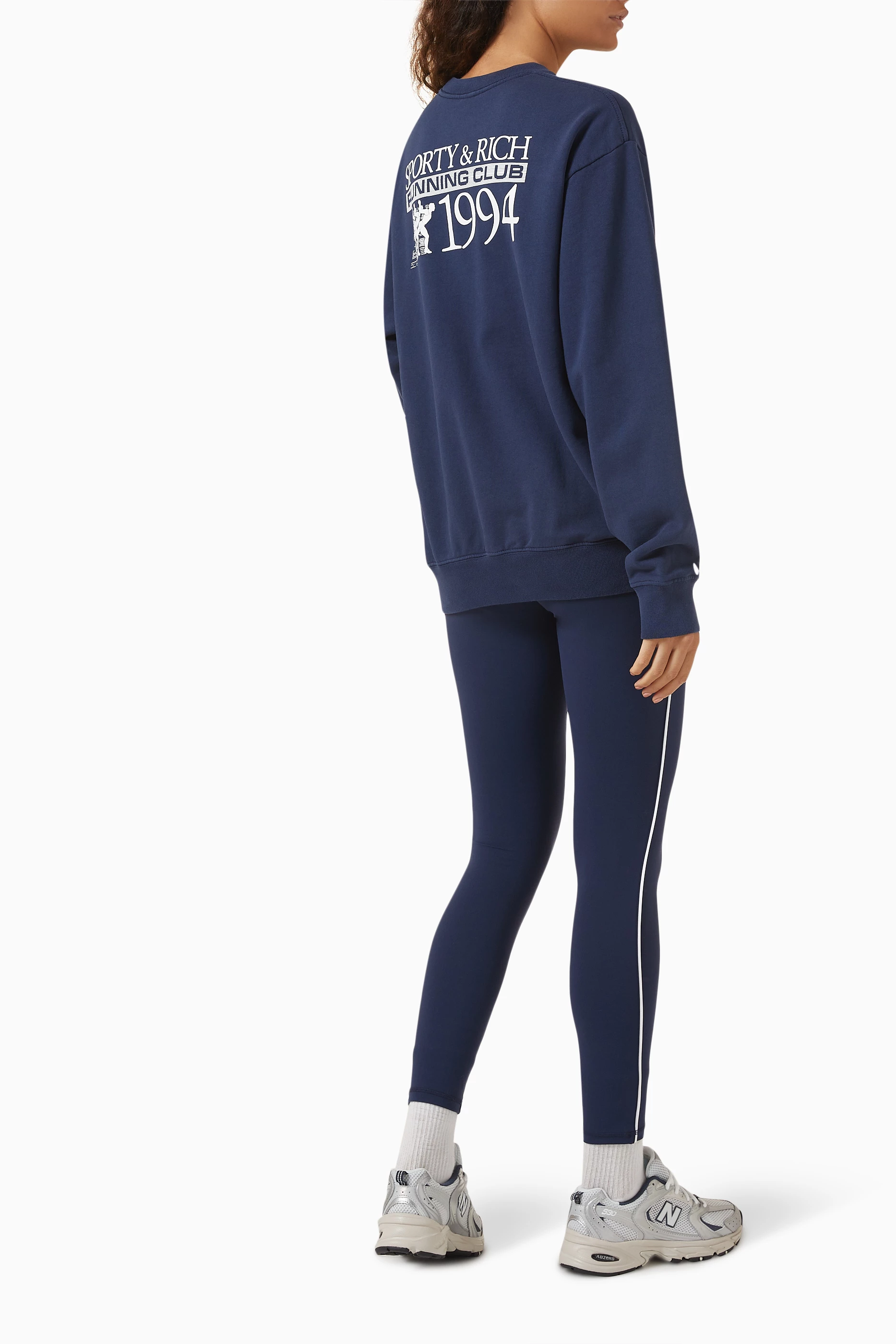 Buy Sporty Rich Blue Finish Line Crew Neck Sweatshirt in Cotton For Women Online Ounass Saudi