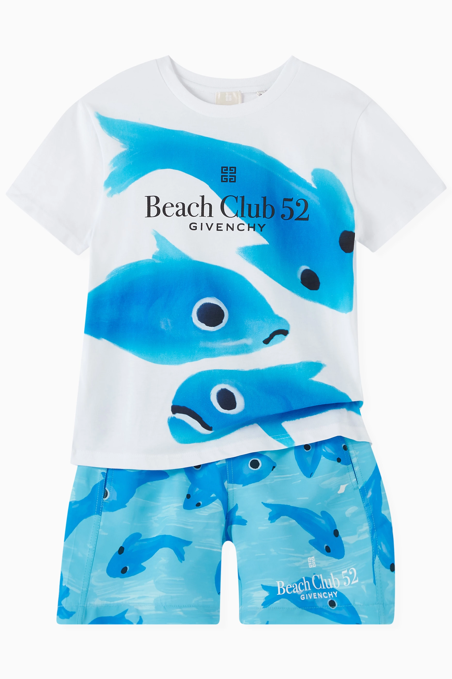 Buy Givenchy Blue Logo Print Swim Shorts For Boys Online Ounass