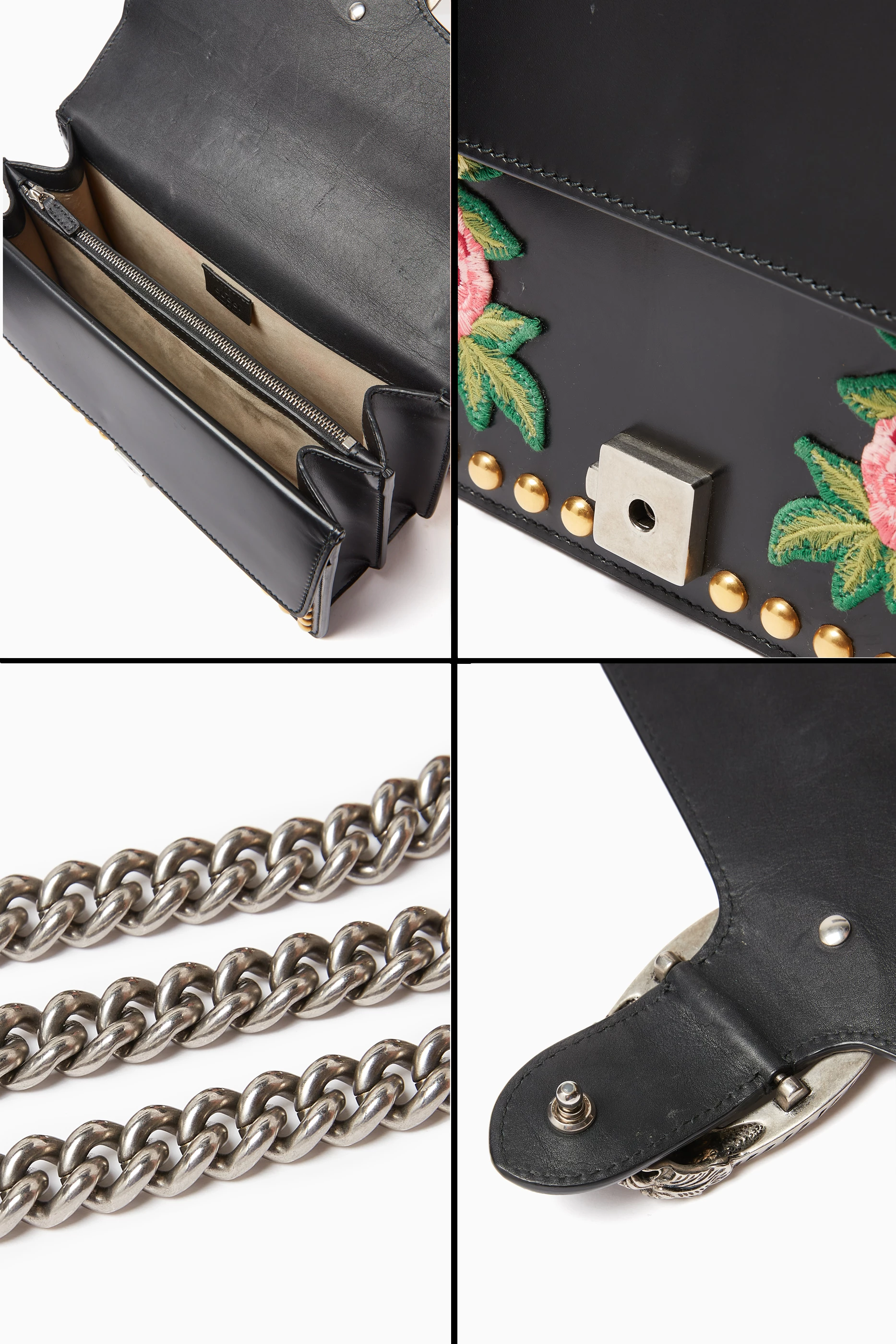Buy Gucci Pre Loved Black Small Floral embroidered Dionysus Shoulder Bag in Leather For Women Online Ounass Saudi