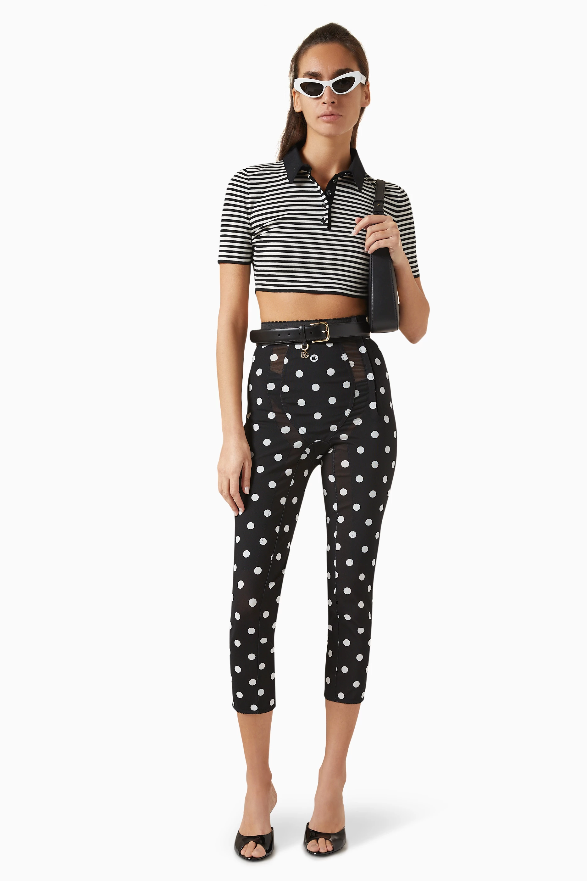 Buy Dolce Gabbana Black Polka dot Cropped Pants For Women Online Ounass Saudi