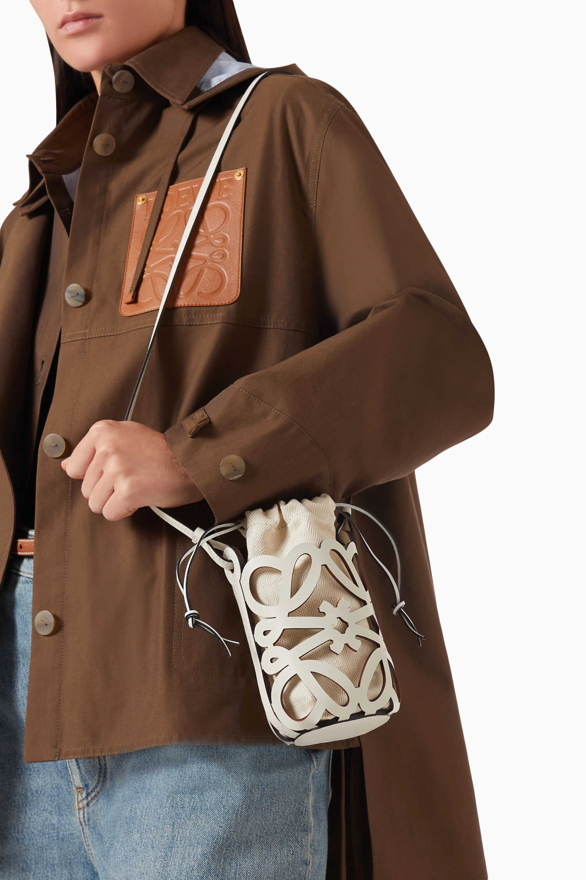 【LOEWE】ANAGRAM CUT OUT CROSSBODY BAG Buy LOEWE White Anagram Cut-out Crossbody Bag in Calfskin