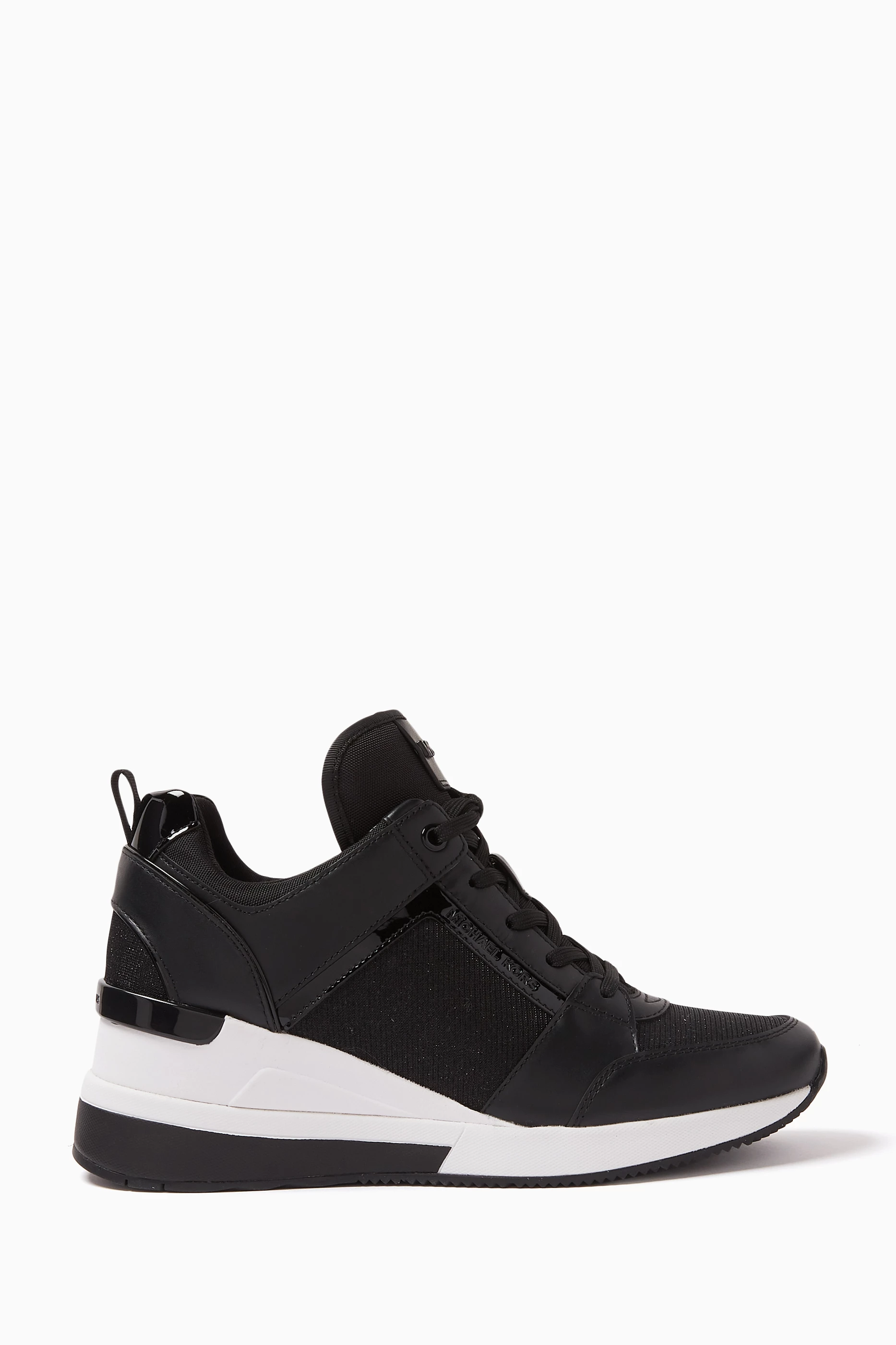 Buy Michael Kors Black Georgie 65 Wedge Sneakers in Leather Mesh For Women Online Ounass Saudi