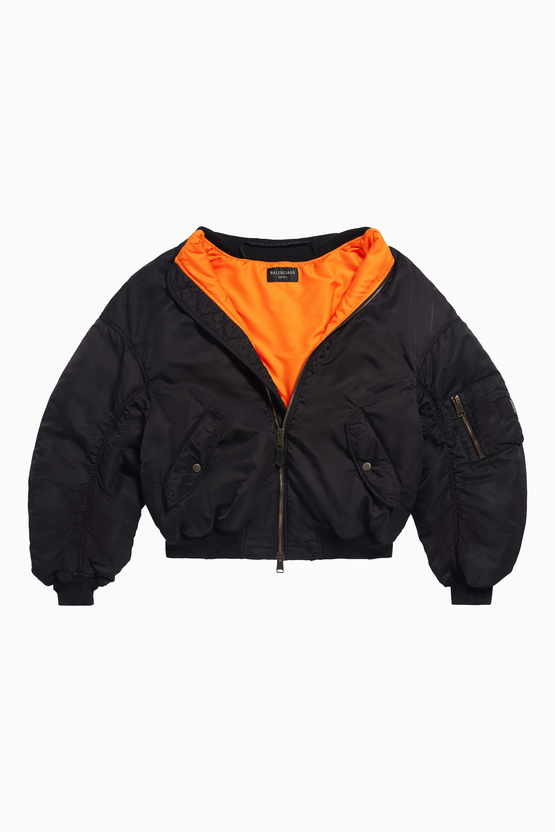 Buy Balenciaga Black Unisex Off Shoulder Bomber Jacket in Technical Fabric For UNISEX Online Ounass Saudi