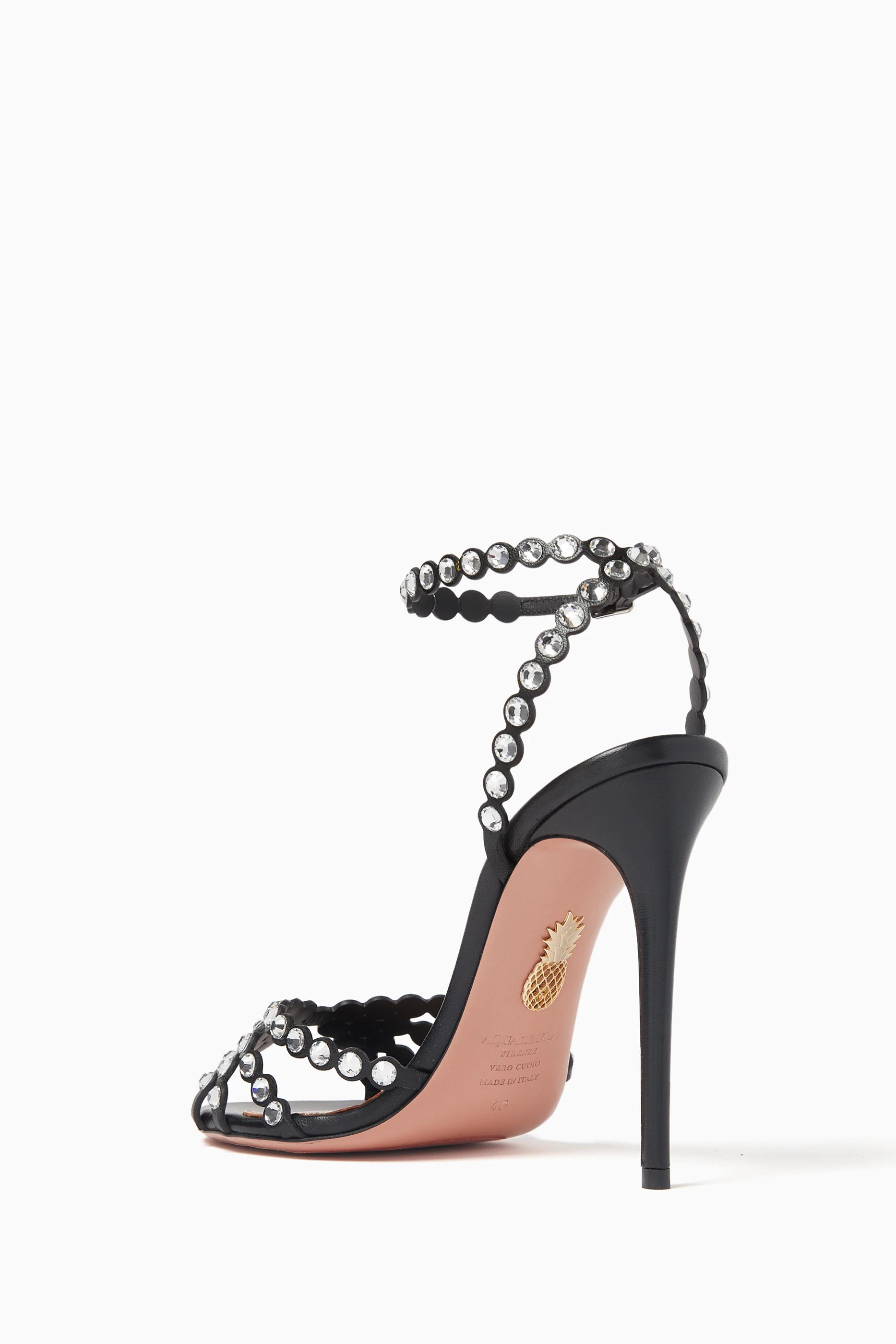 Buy Aquazzura Black Tequila 105 Sandals in Nappa Leather For Women