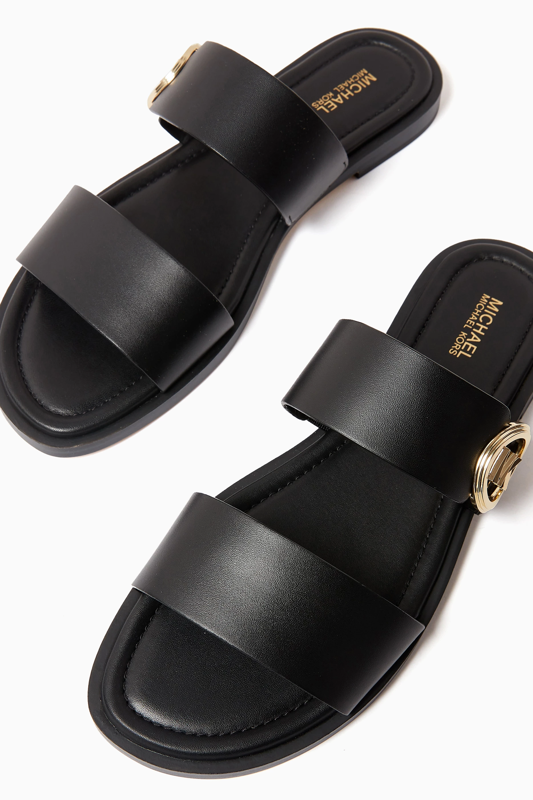 Buy Michael Kors Black Vera Logo Sandals in Leather For Women