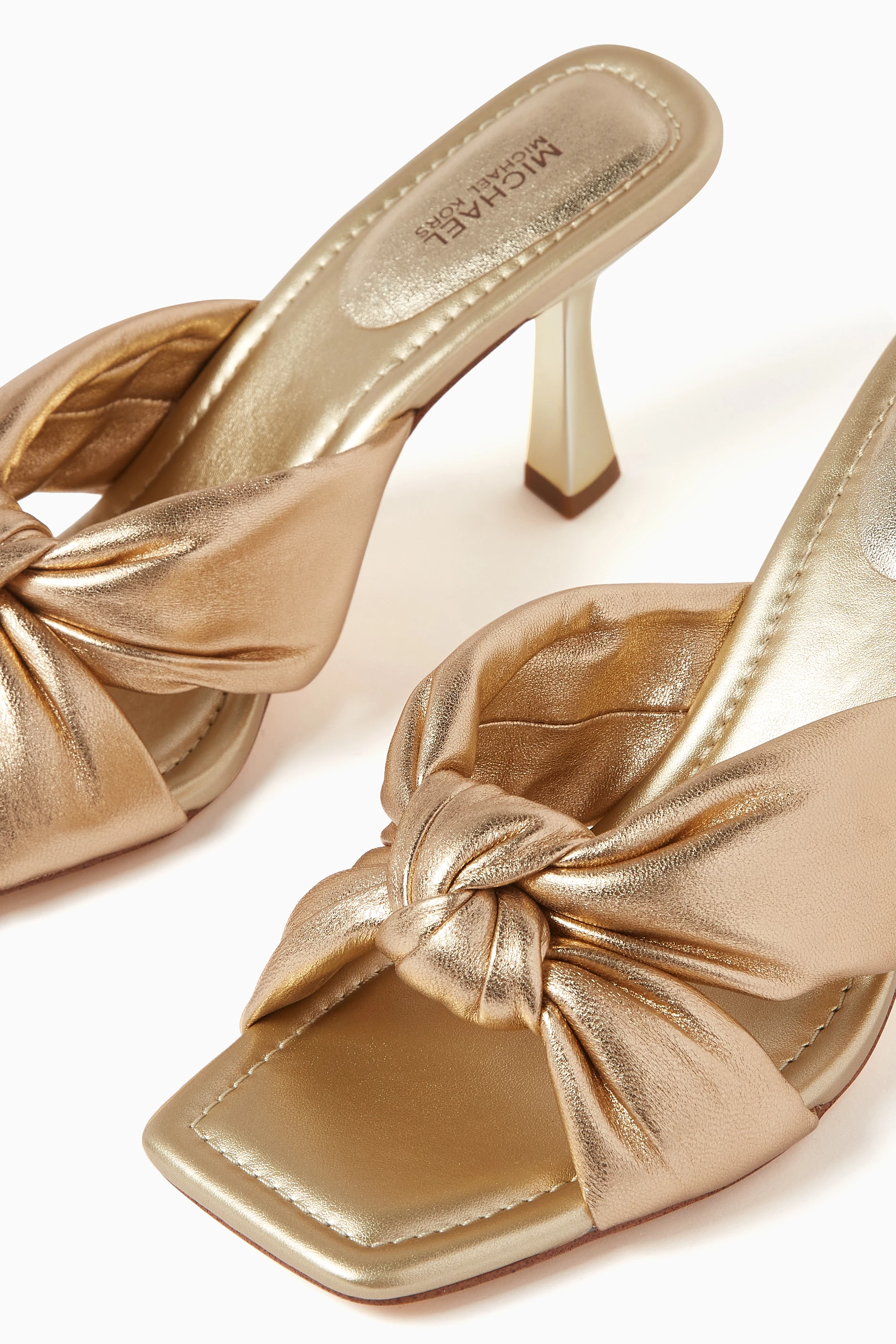 Buy Michael Kors Gold Elena 75 Heeled Sandals in Metallic Leather For Women Online Ounass Saudi