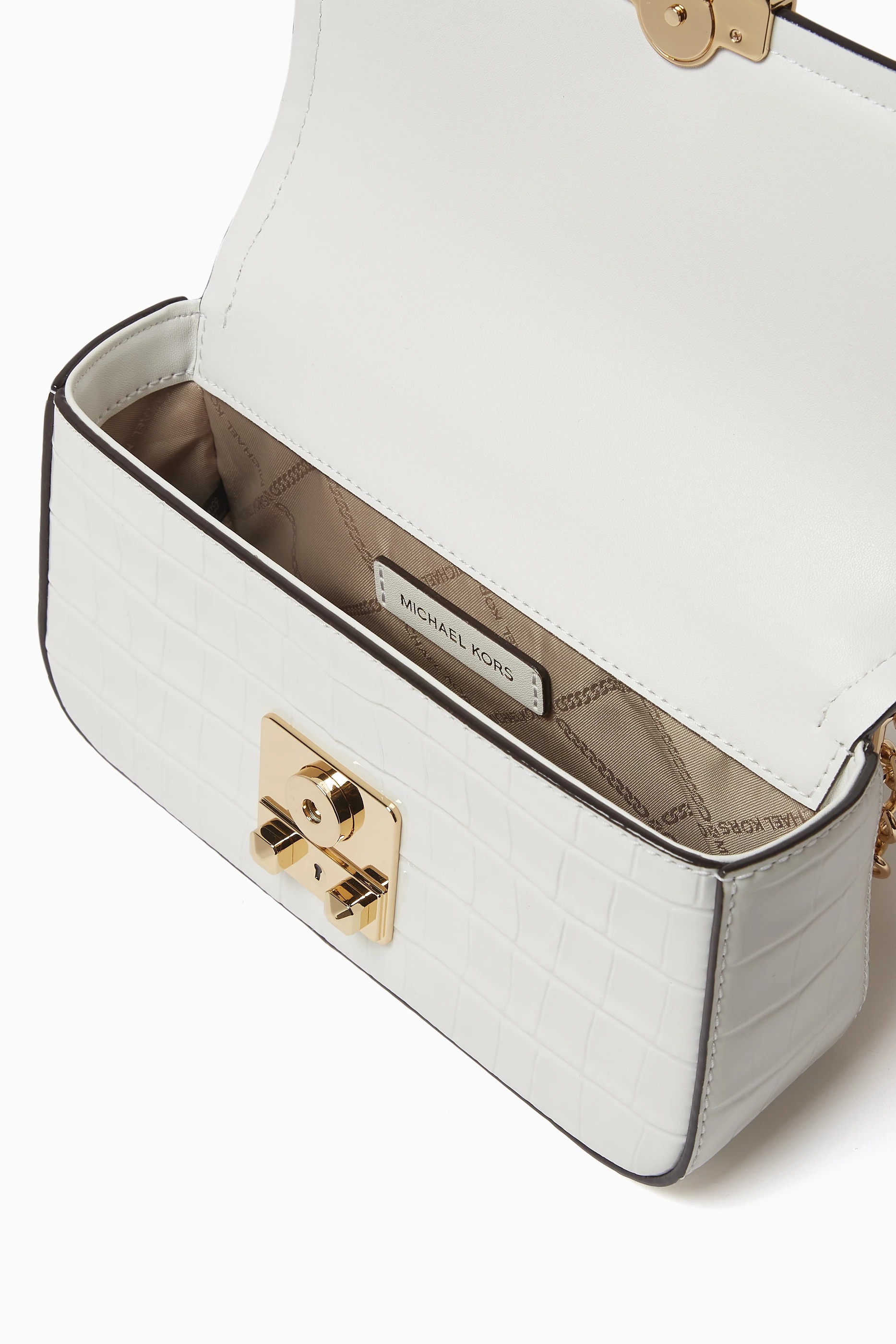 Buy Michael Kors White Small Tribeca Crossbody Bag in Croc