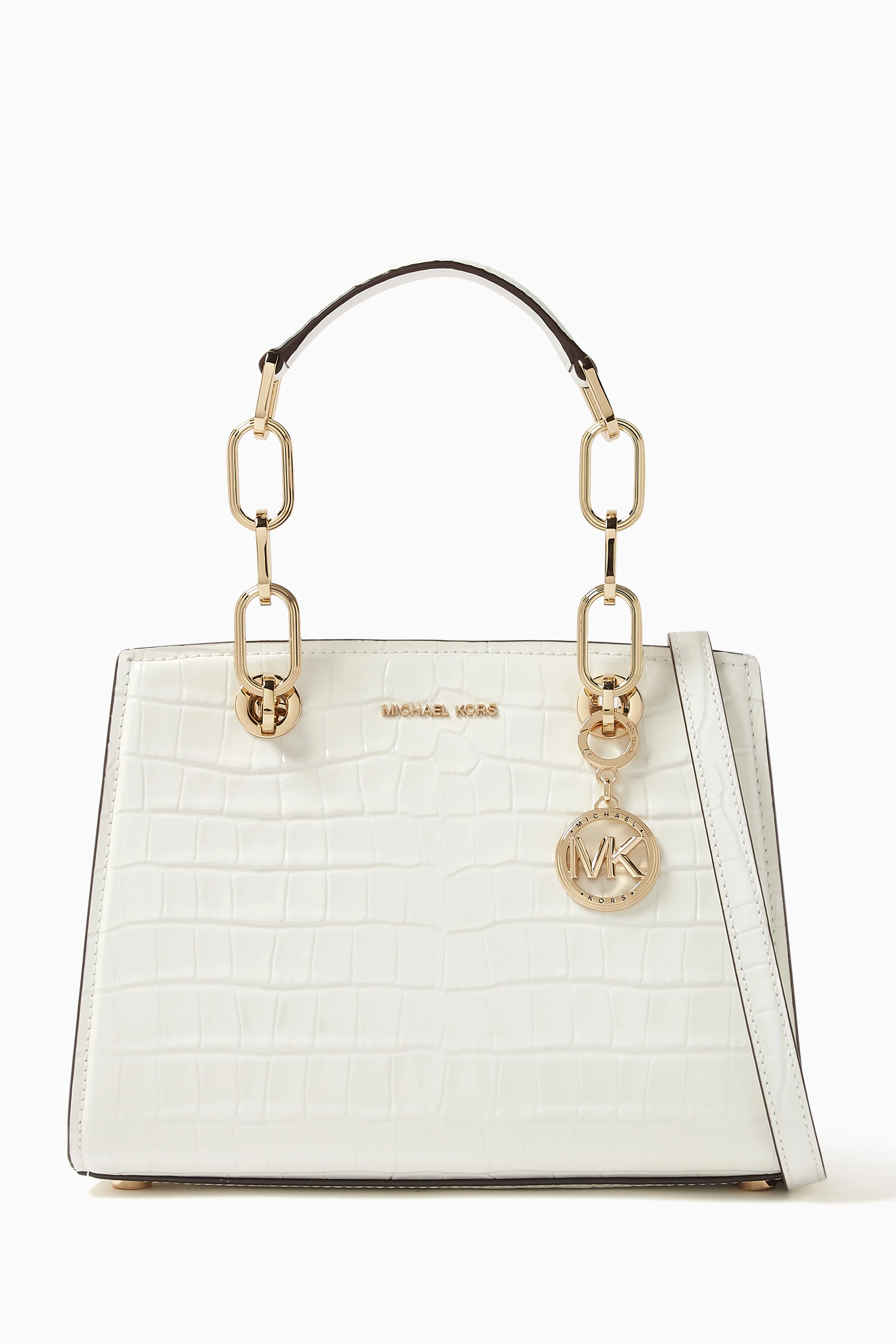 Buy Michael Kors White Small Cynthia Satchel Bag in Croc embossed Leather For Women Online Ounass Saudi