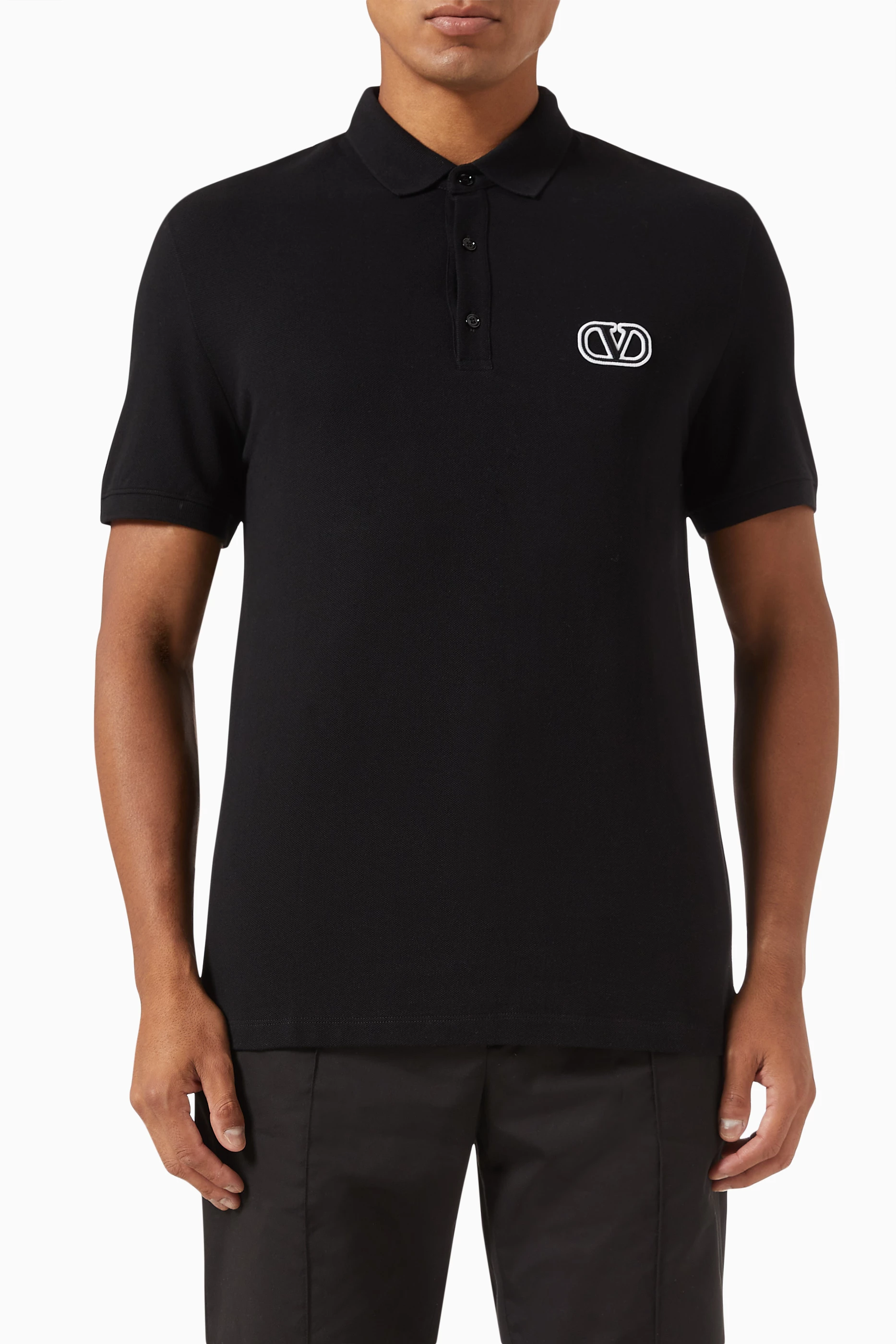 Tシャツ・カットソー VALENTINO GARAVANI Black Cotton Polo Shirt Valentino Valentino Garavani Black Cotton Polo Shirt - Polo