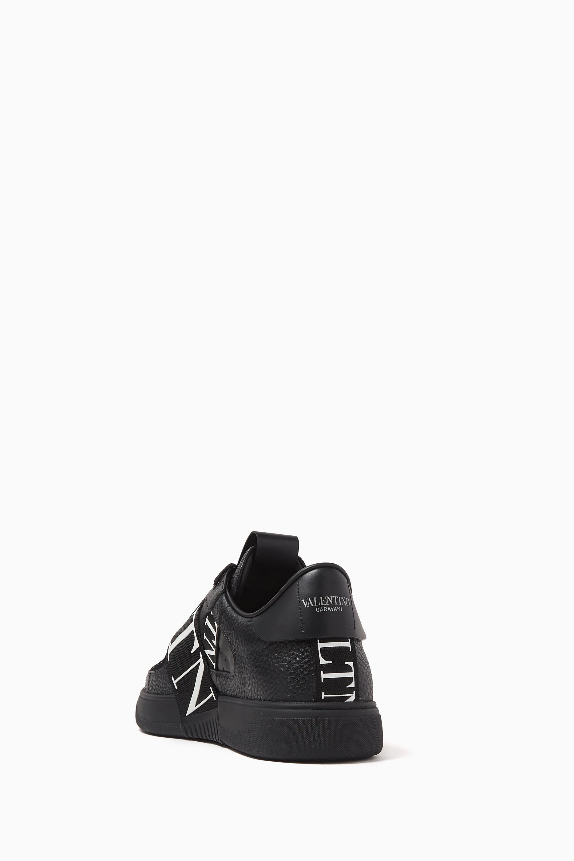 Black leather valentino shoes discount