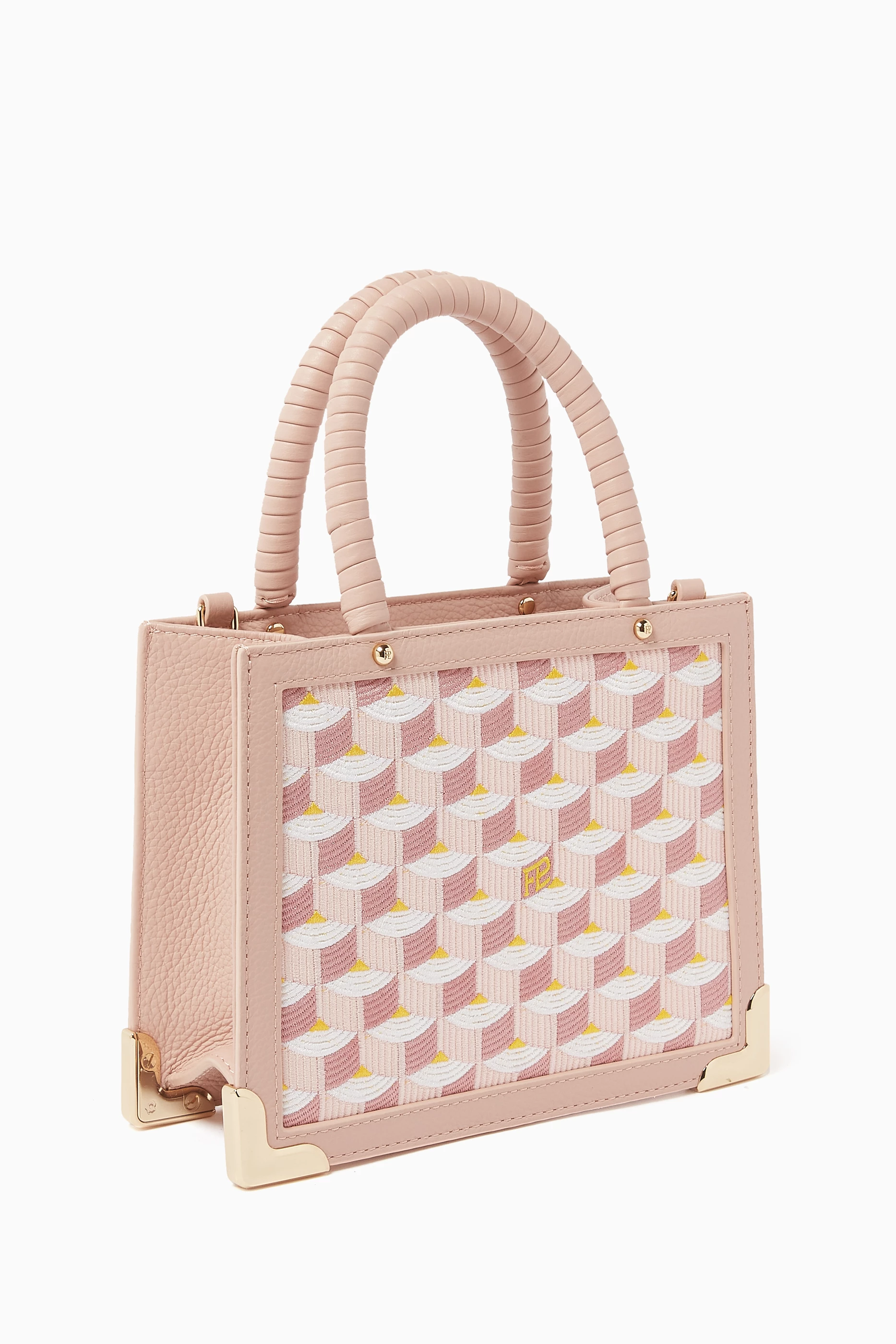 Buy Fauré Le Page Pink SagaCity 18 Tote Bag in Jacquard & Leather