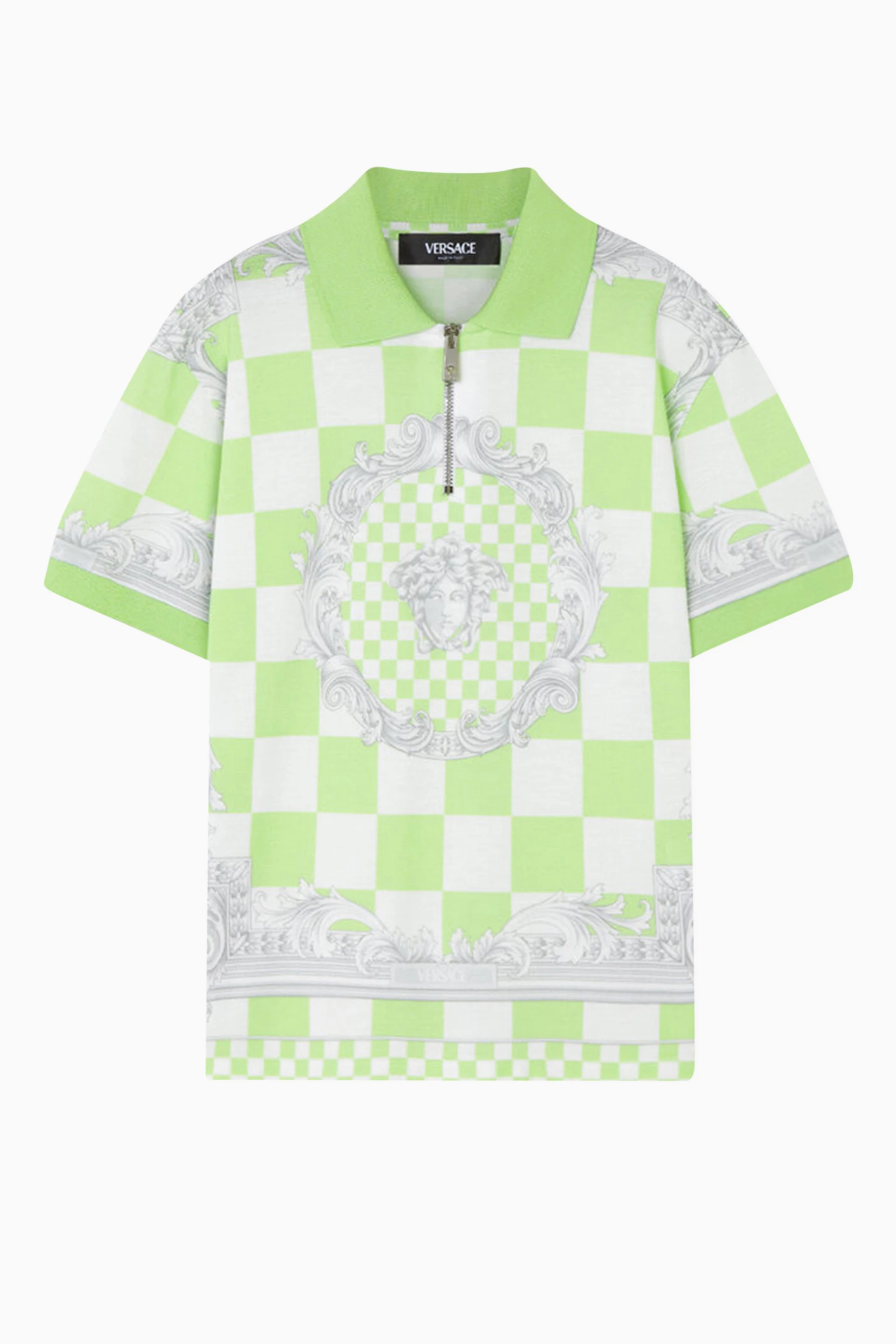 Buy Versace Green Medusa Contrasto Polo Shirt in Cotton Piqué For