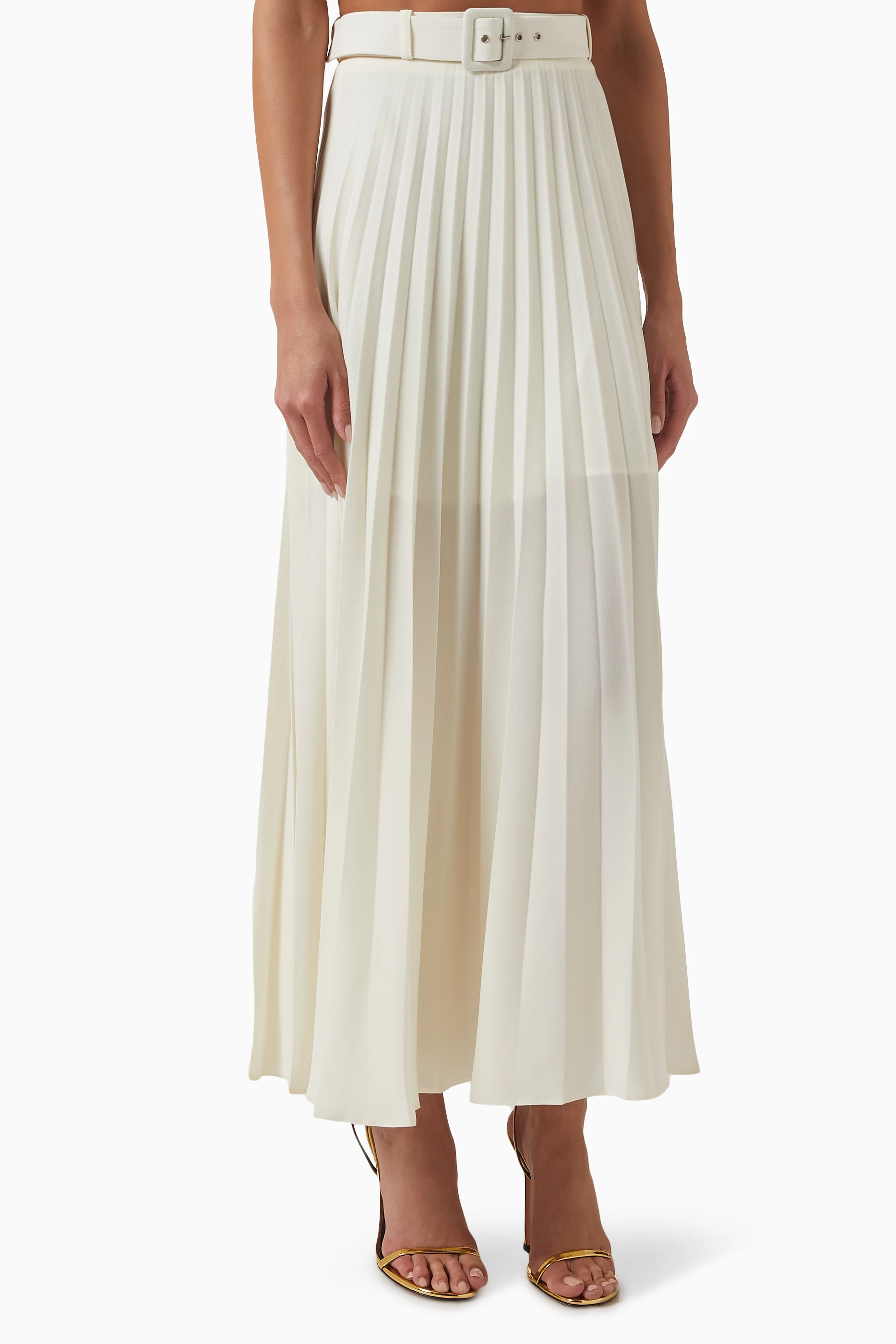 Buy Dalood White Pleated Maxi Skirt in Viscose For Women Online