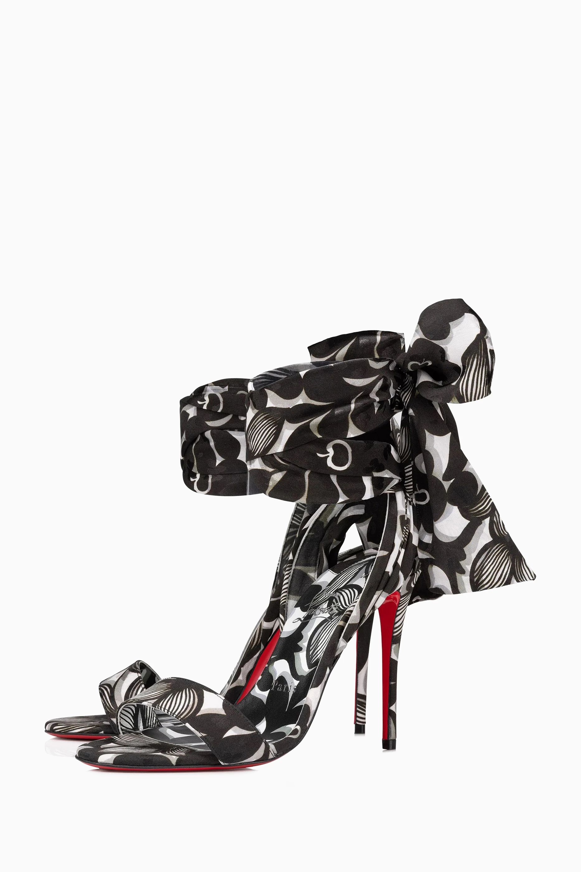 Buy Christian Louboutin Black Sandale Du Desert 100 Sandals in Satin Leather For Women Online Ounass Saudi