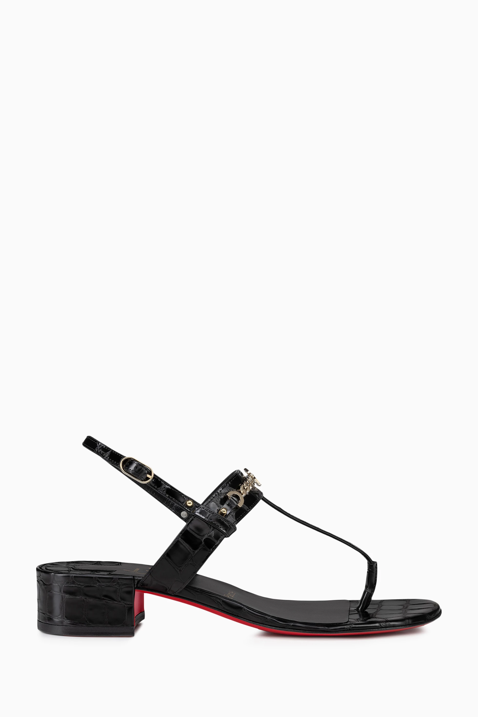 Buy Christian Louboutin Black MJ 25 Thong Sandals in Croc embossed Leather For Women Online Ounass Saudi