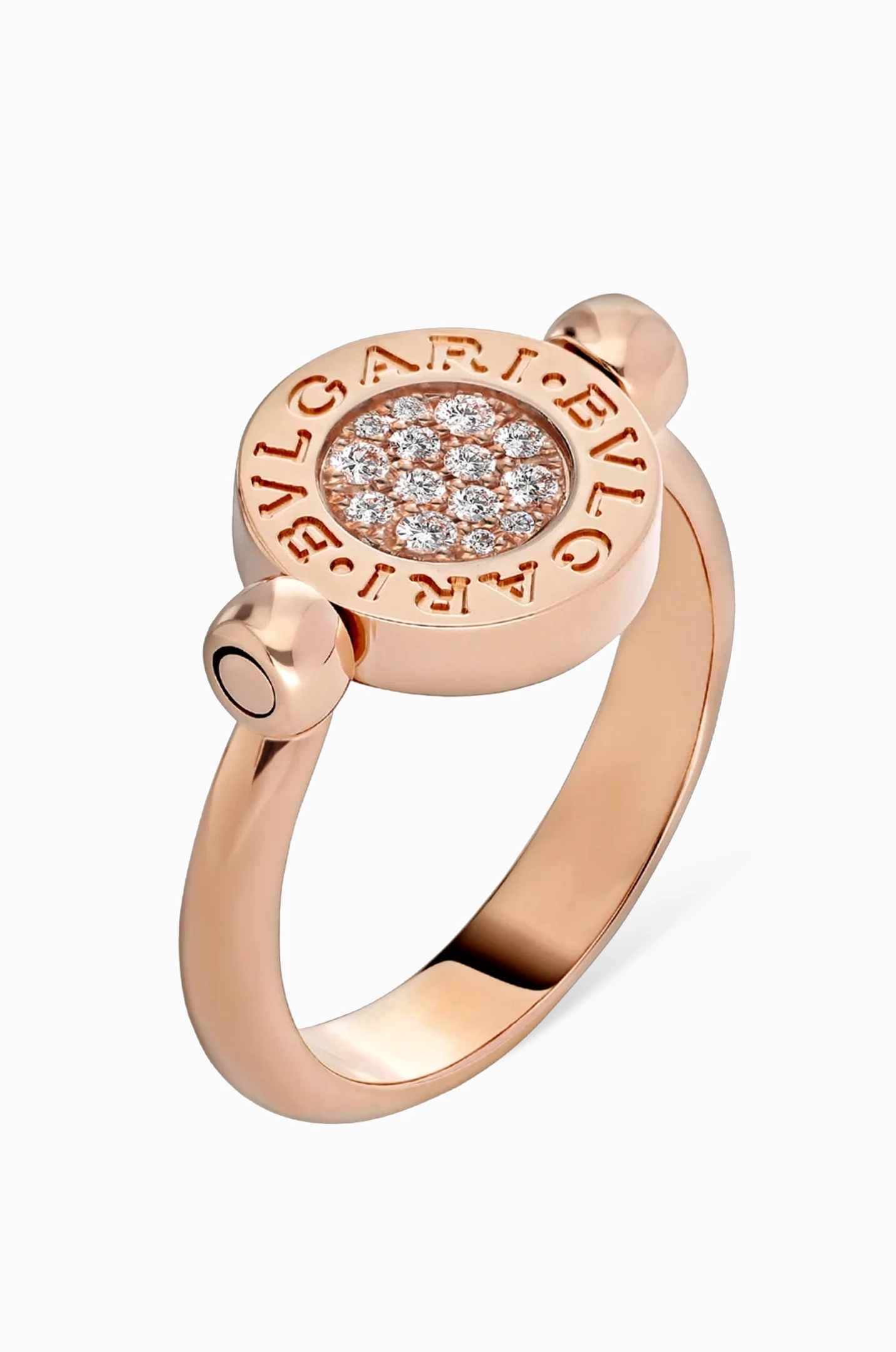 Buy BVLGARI Rose Gold BVLGARI BVLGARI Diamond Flip Ring in 18kt Rose Gold For Women Online Ounass Saudi