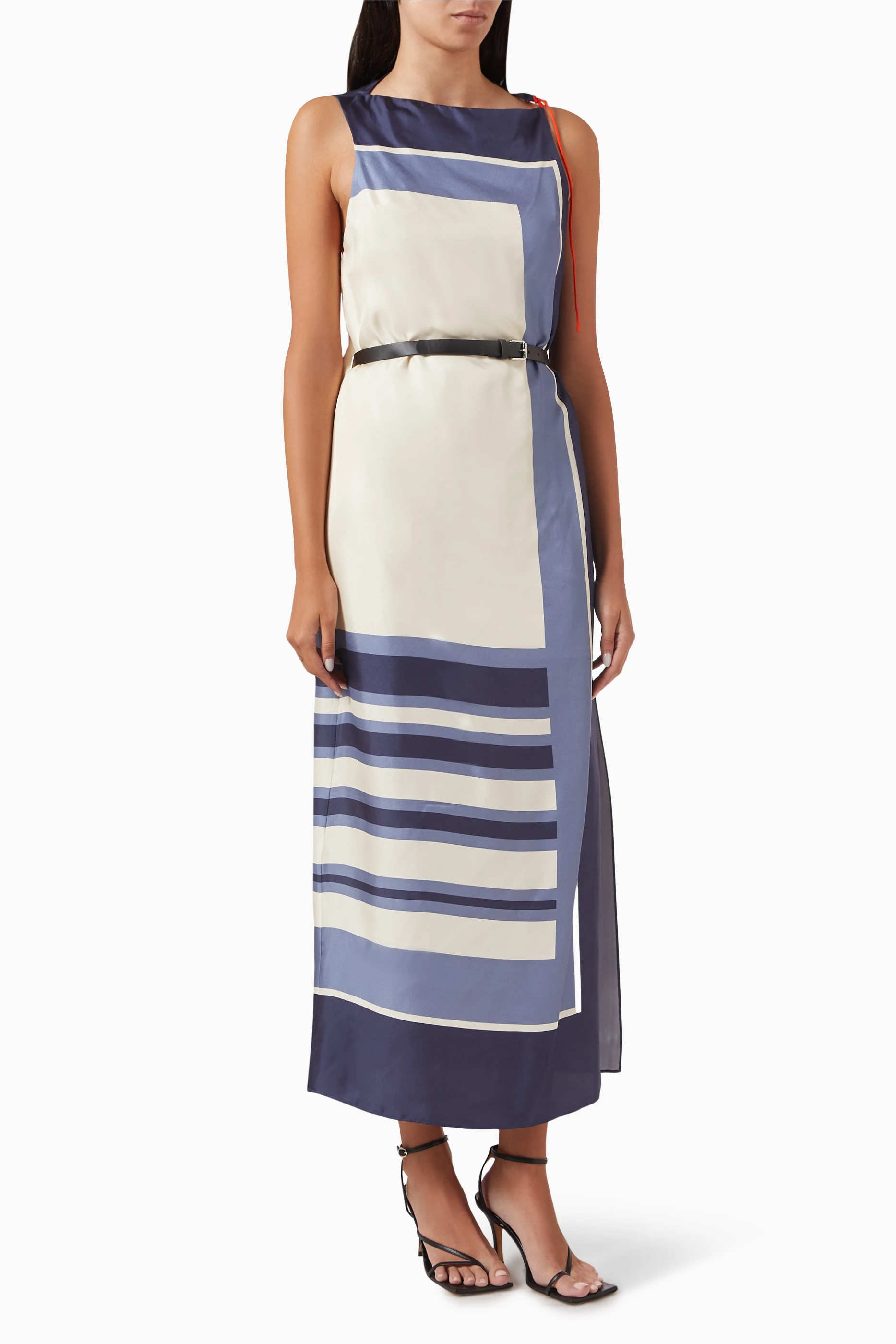 black midi dress with white trim self-portrait - Black Crepe Contrast Midi Dress