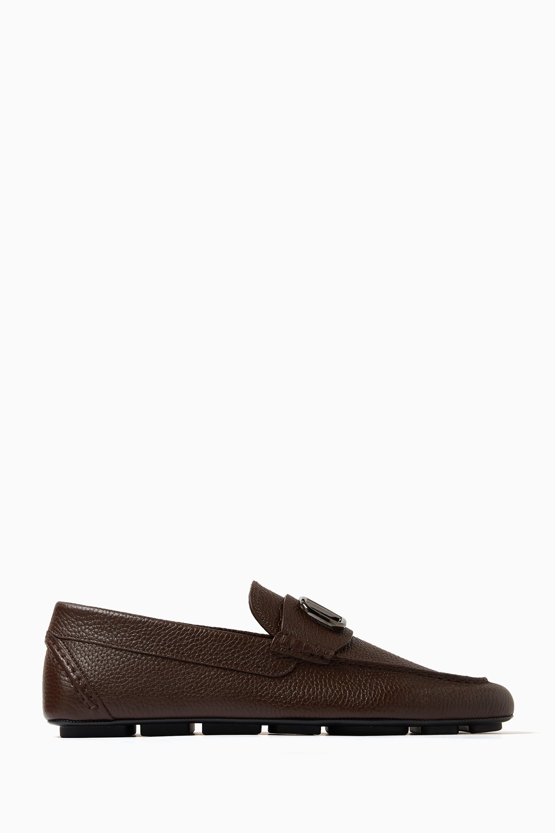 Buy Valentino Garavani Brown Valentino Garavani Driving Shoes in Grainy Calfskin Leather For Men Online Ounass Saudi