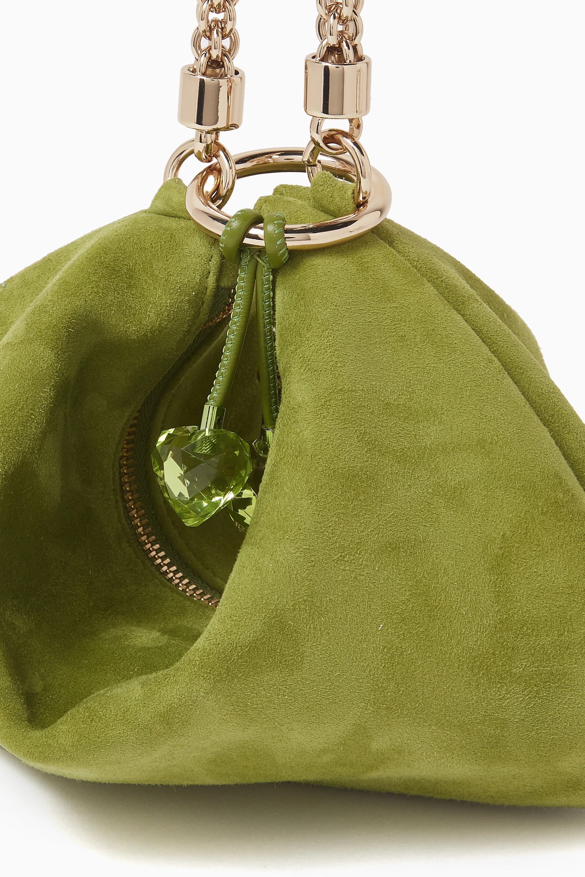 【新品未使用】JIMMY CHOO／CALLIE グリーン Callie crystal-embellished pouch in green - Jimmy Choo