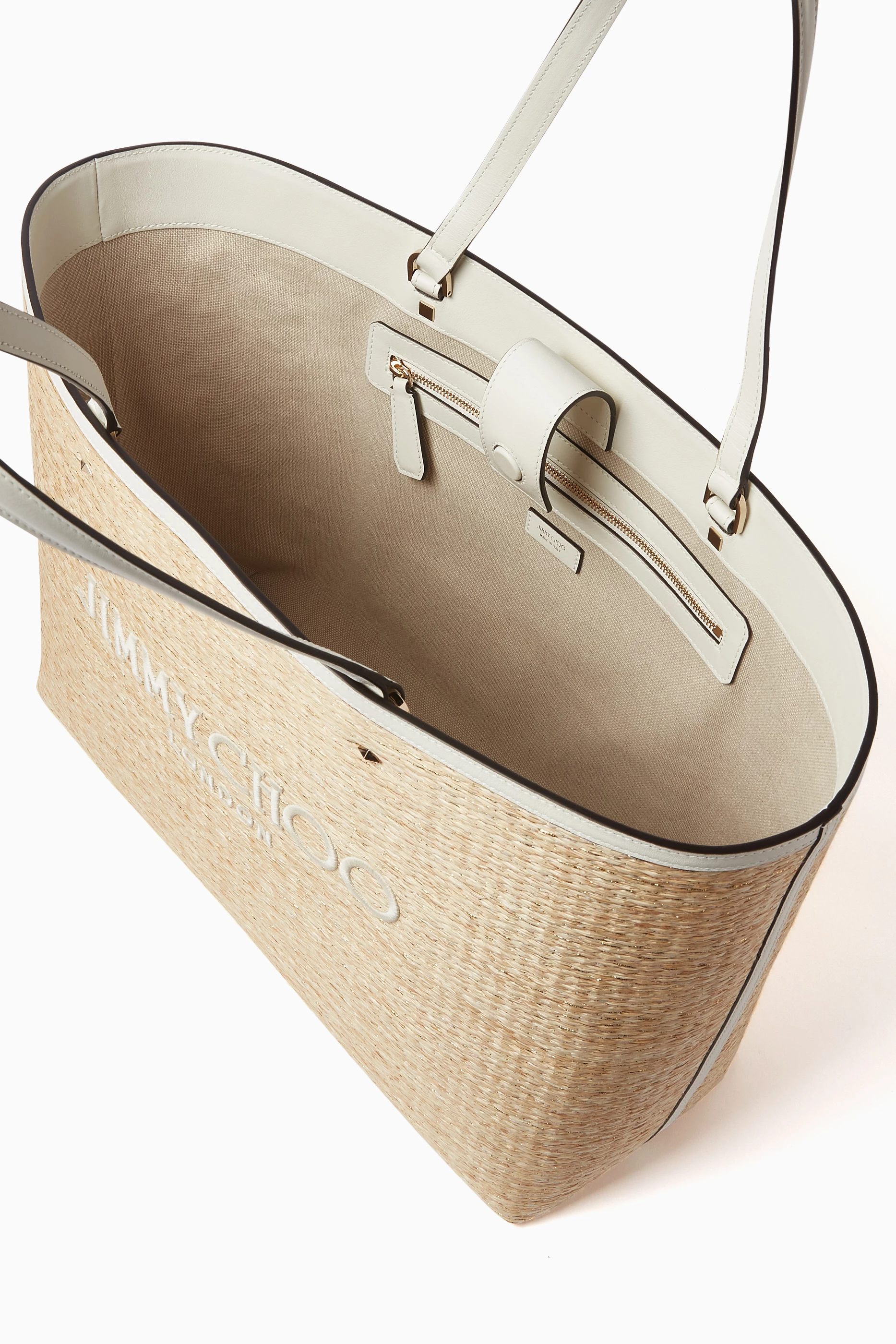 ◆正規品・新品◆Jimmy Choo Beige Raffia Mini Marli Handbag Jimmy Choo Raffia Small Marli Shopping Bag | italist, ALWAYS
