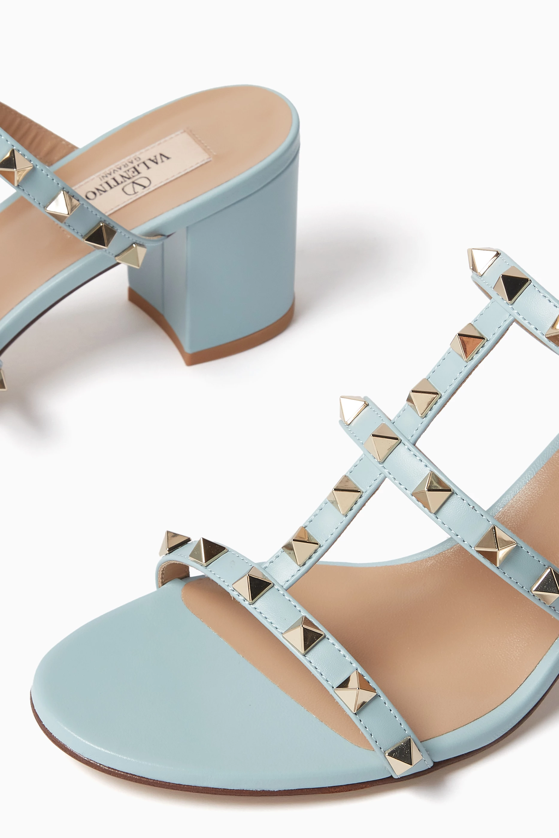 Buy Valentino Garavani Blue Valentino Garavani Rockstud 60 Slide Sandals in Leather For Women Online Ounass Saudi